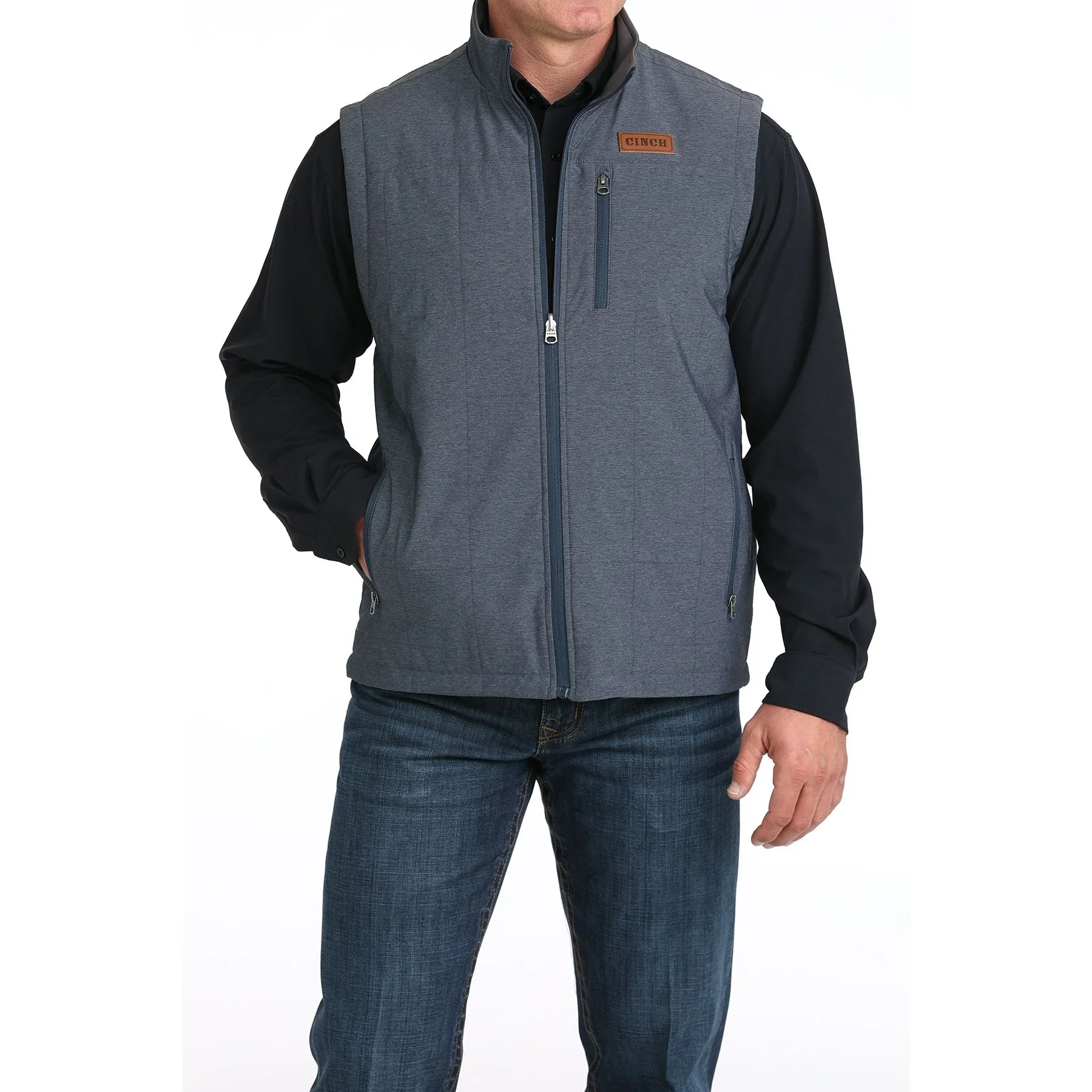Men's Cinch Reversible Navy and Gray Vest - Image 11