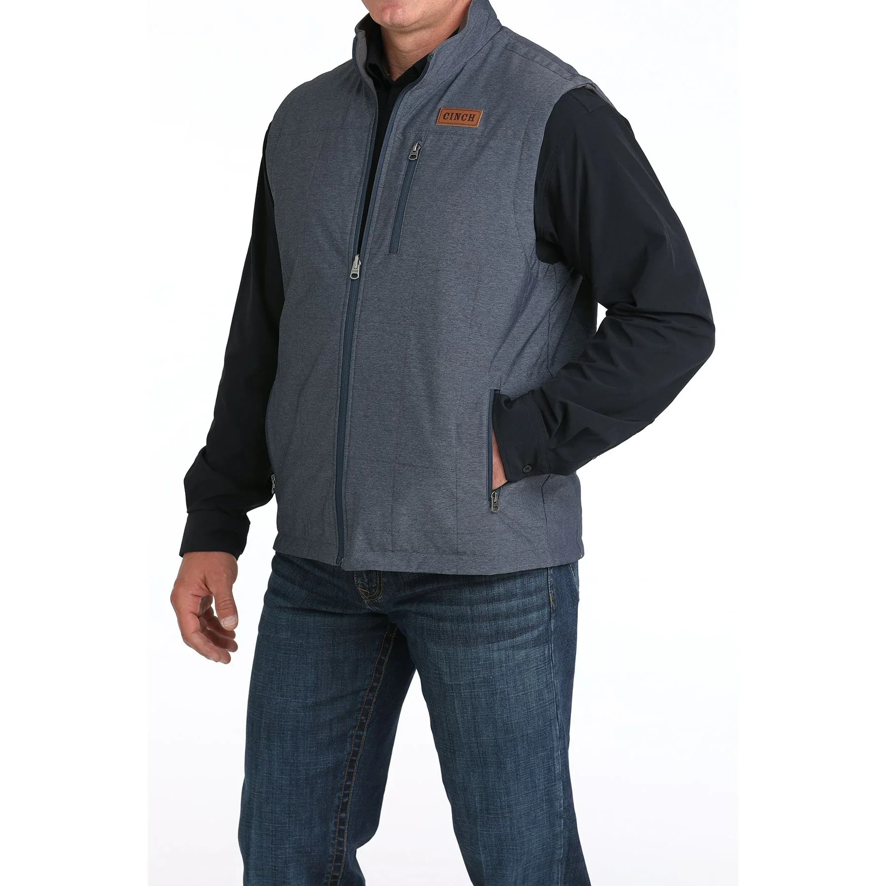 Men's Cinch Reversible Navy and Gray Vest - Image 4