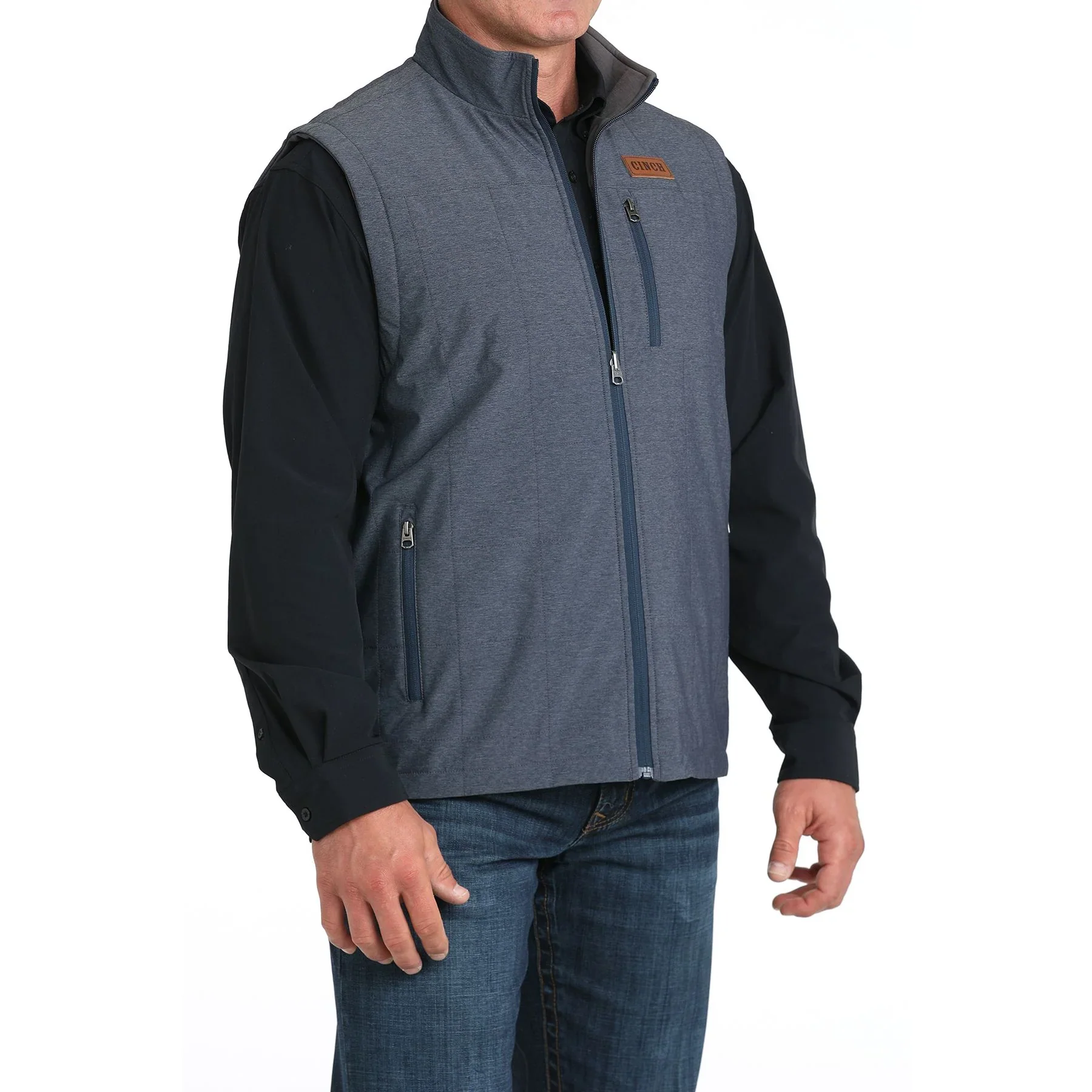 Men's Cinch Reversible Navy and Gray Vest - Image 5