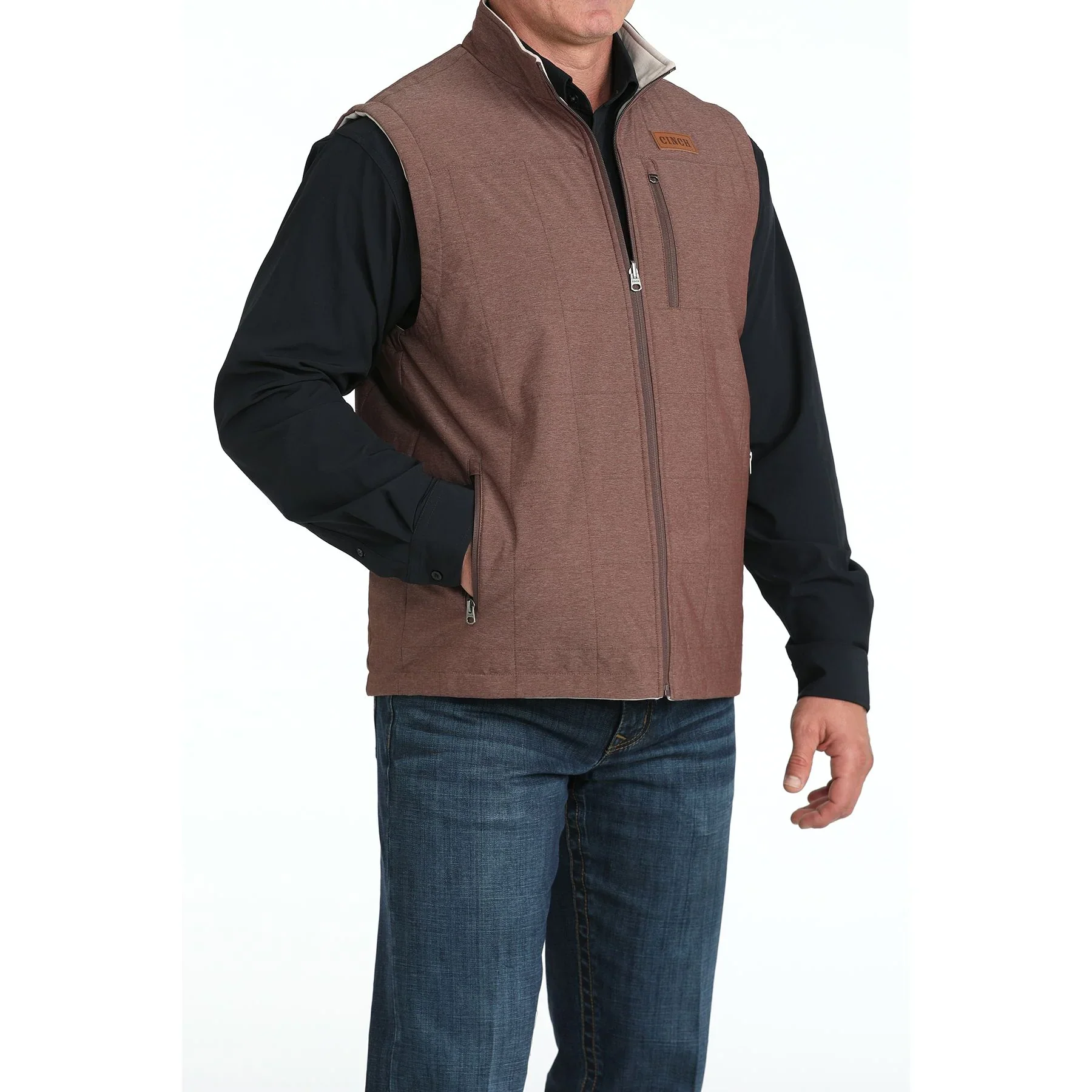 Men's Cinch Reversible Burgundy/Cream Vest - Image 4