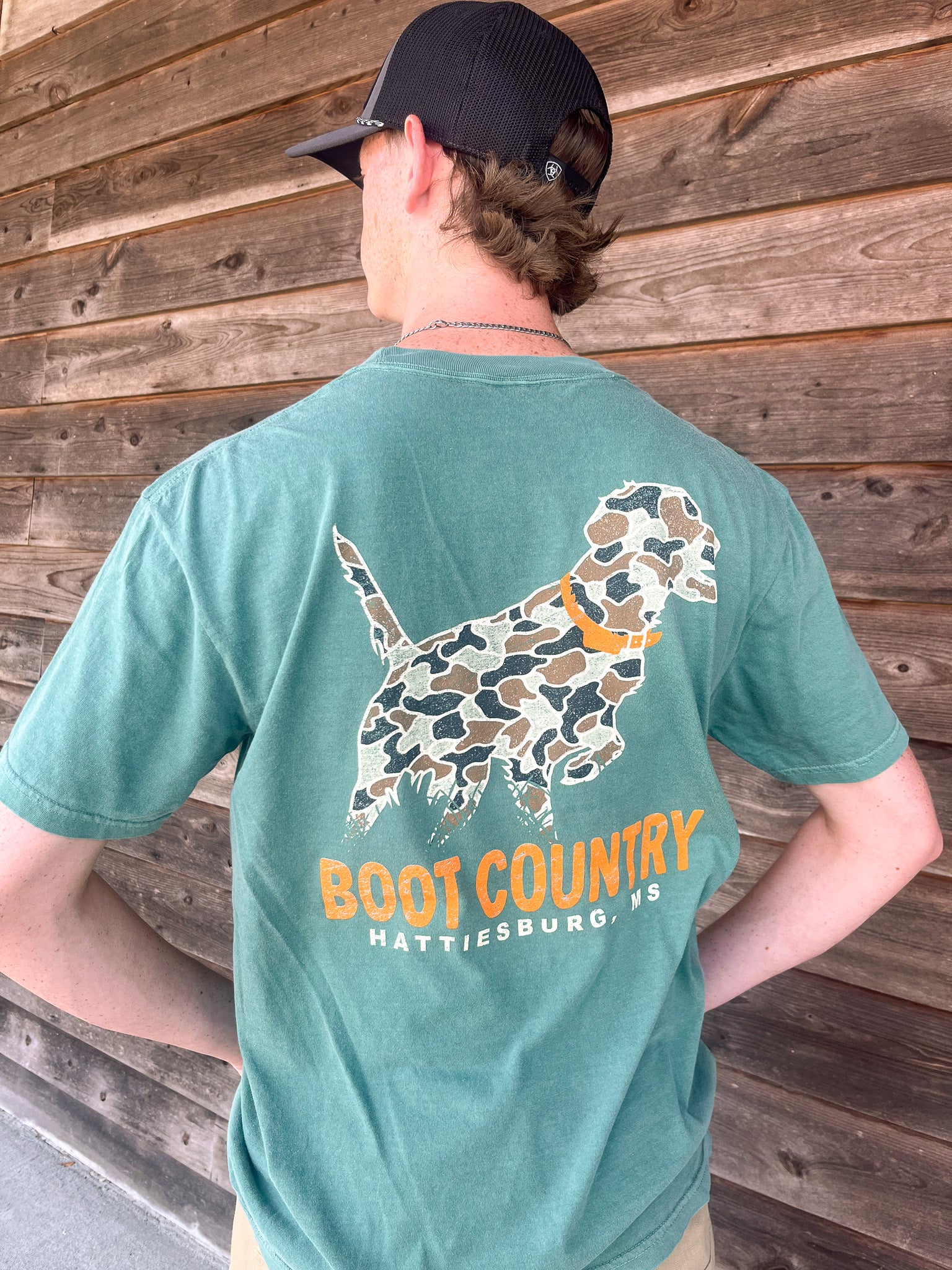 **EXCLUSIVE** Boot Country Born To Hunt T-Shirt in Light Green - Image 4
