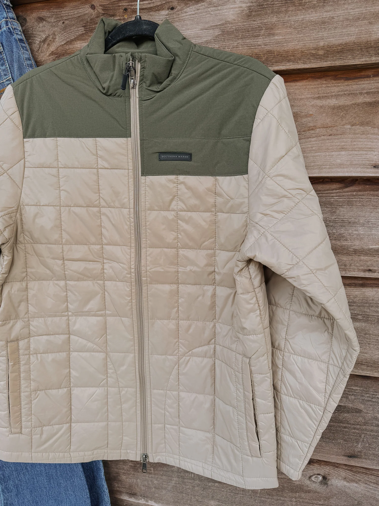 Men's Southern Marsh Falcon Hill Quilted Jacket in Khaki - Image 3