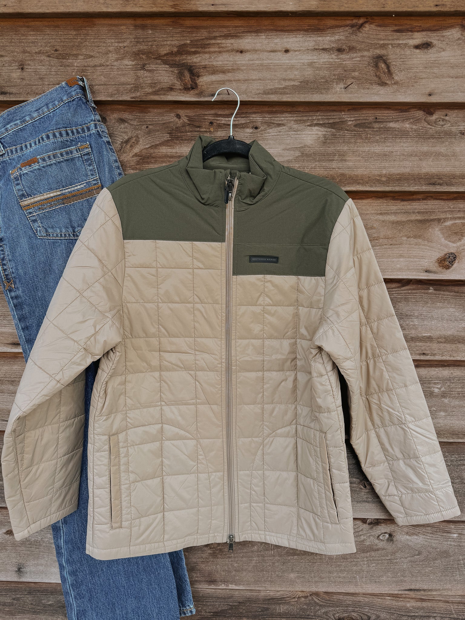 Men's Southern Marsh Falcon Hill Quilted Jacket in Khaki - Image 5
