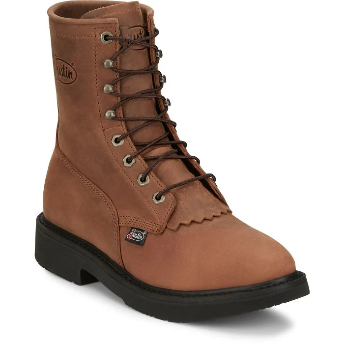 MEN'S JUSTIN LIVESTOCK 8" LACE-UP ROUND TOE WORK BOOTS - Image 6