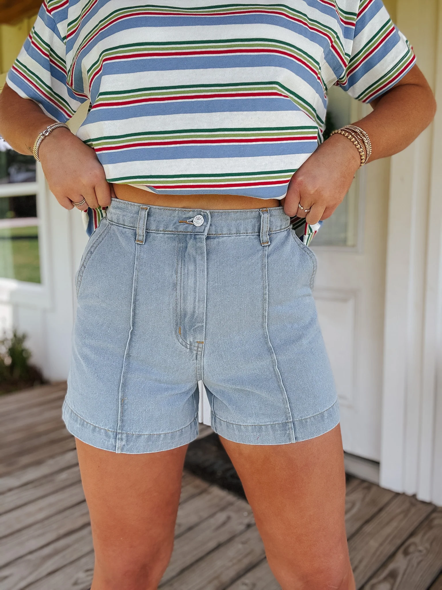 Denim Seam High Rise Shorts