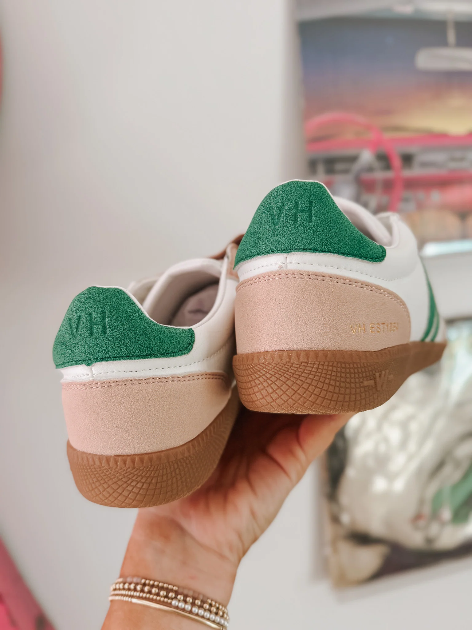 Vintage Havana Pace 5 White Taupe Green Sneakers - Image 12