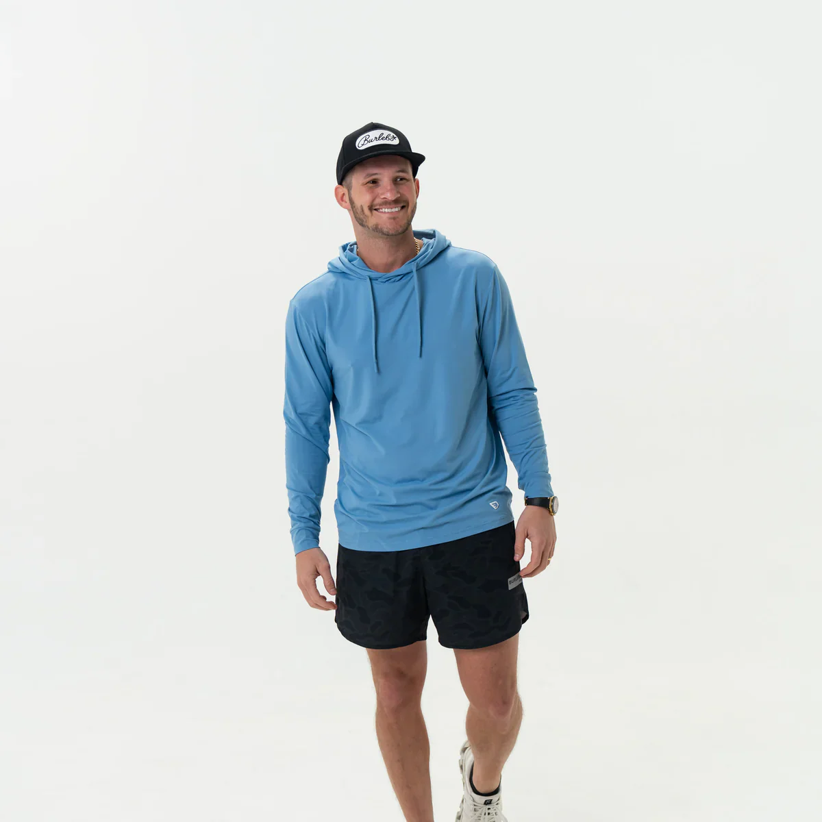 Men's Burlebo Performance Hoodie - Steel Blue - Image 3