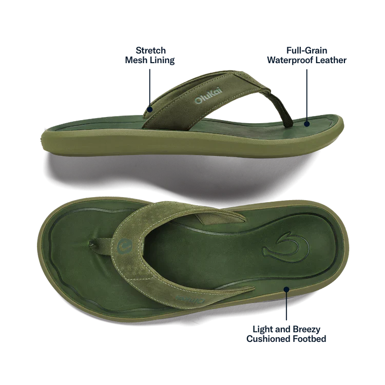 Men's Olukai Pili Sandals in Desert Moss/Deep Green - Image 3