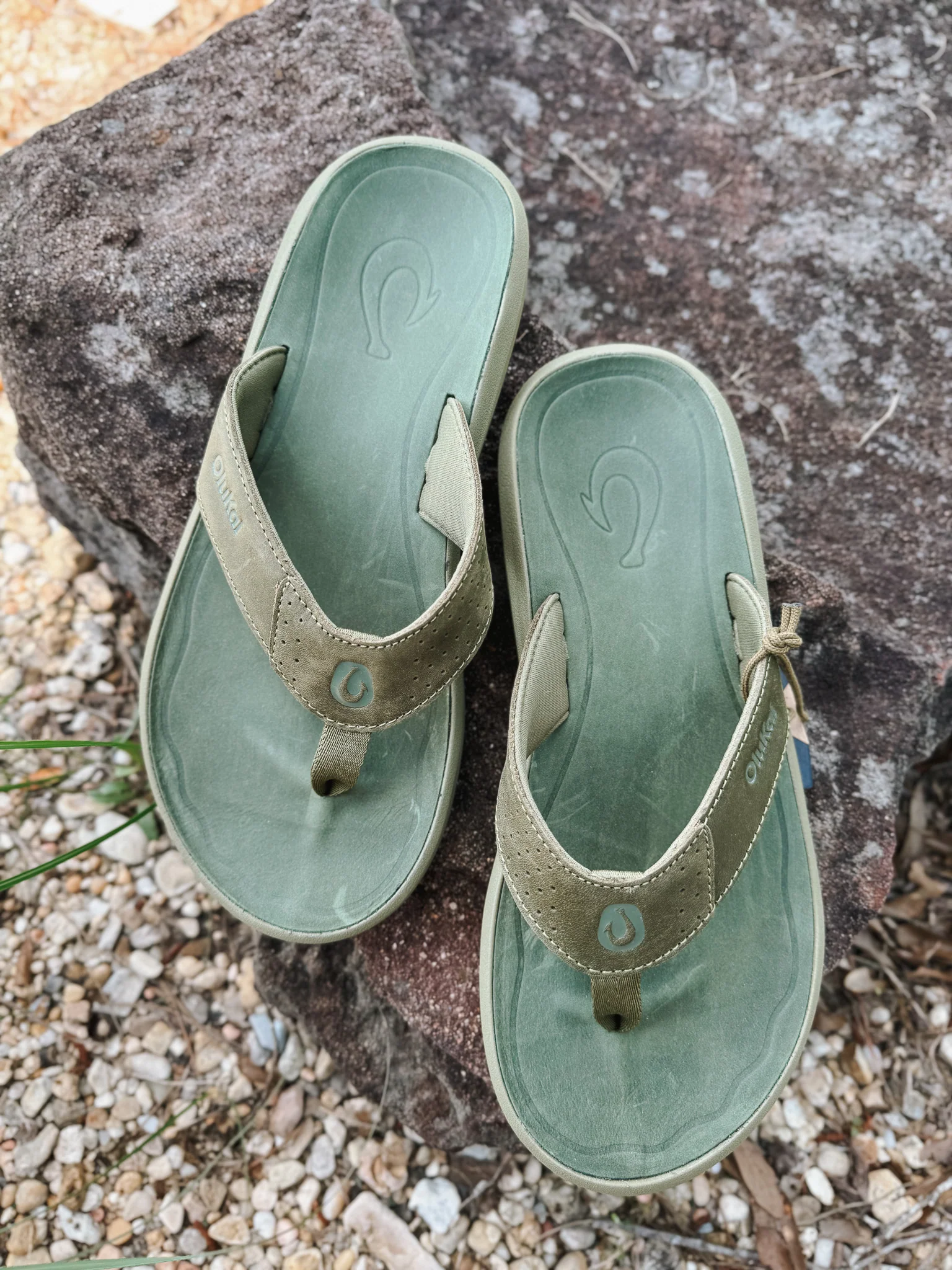 Men's Olukai Pili Sandals in Desert Moss/Deep Green - Image 5