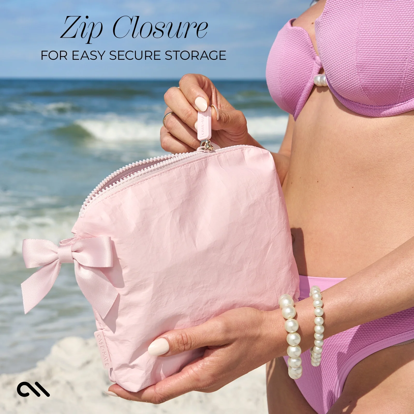 Case-Mate Bow Waterproof Zip Pouch - Ballet Pink - Image 3