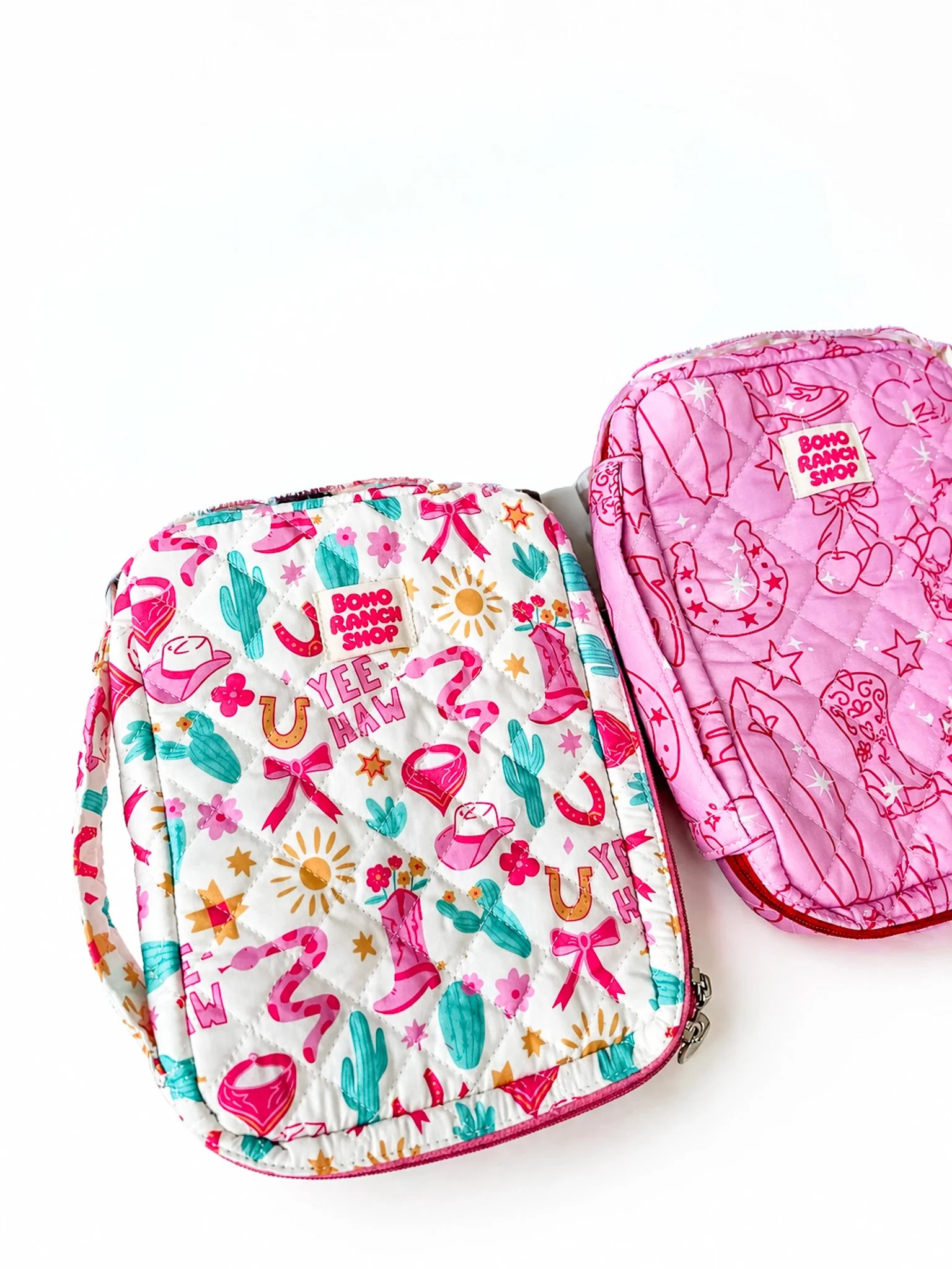 Quilted Bible Cover/Bible Case | Pink Rainbow Cactus - Image 2
