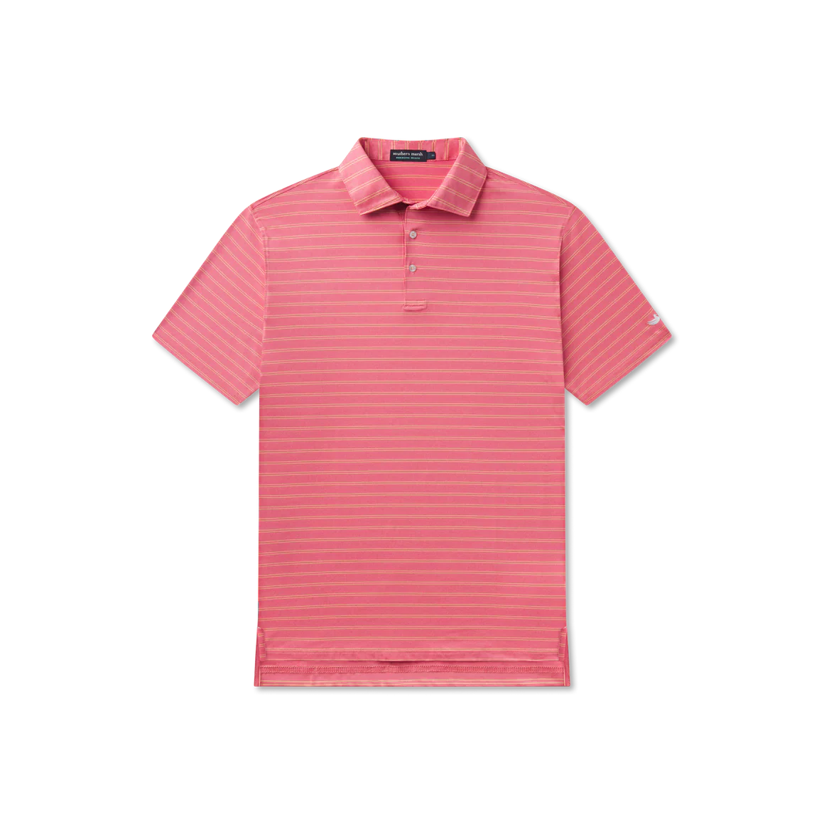 Men's Southern Marsh Newcastle Stripe Featherlight Polo in Coral - Image 5