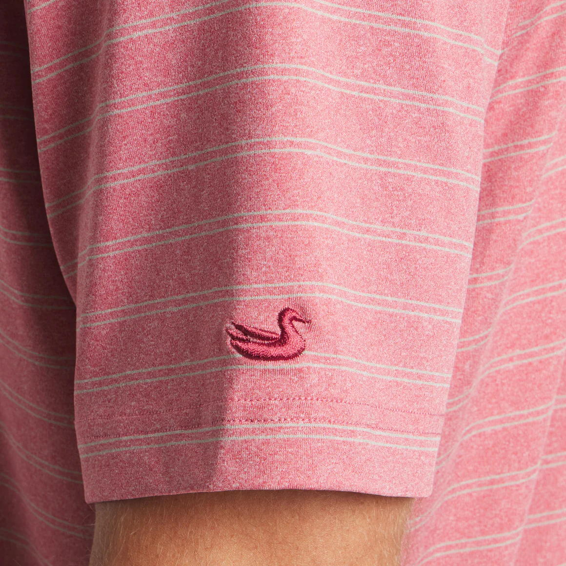 Men's Southern Marsh Newcastle Stripe Featherlight Polo in Rhubarb - Image 3