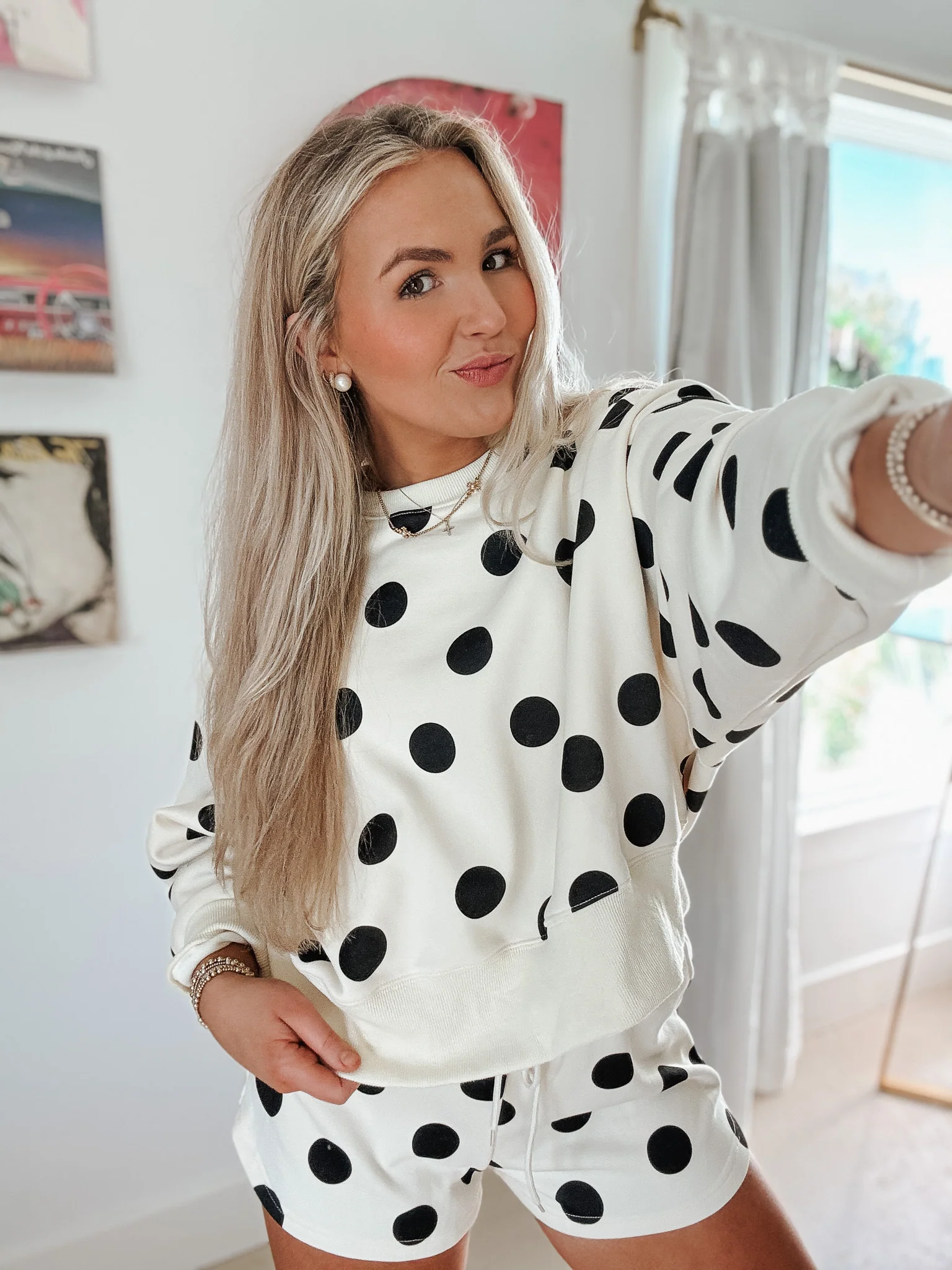 Polka Dot Cream Crop Sweatshirt - Image 3
