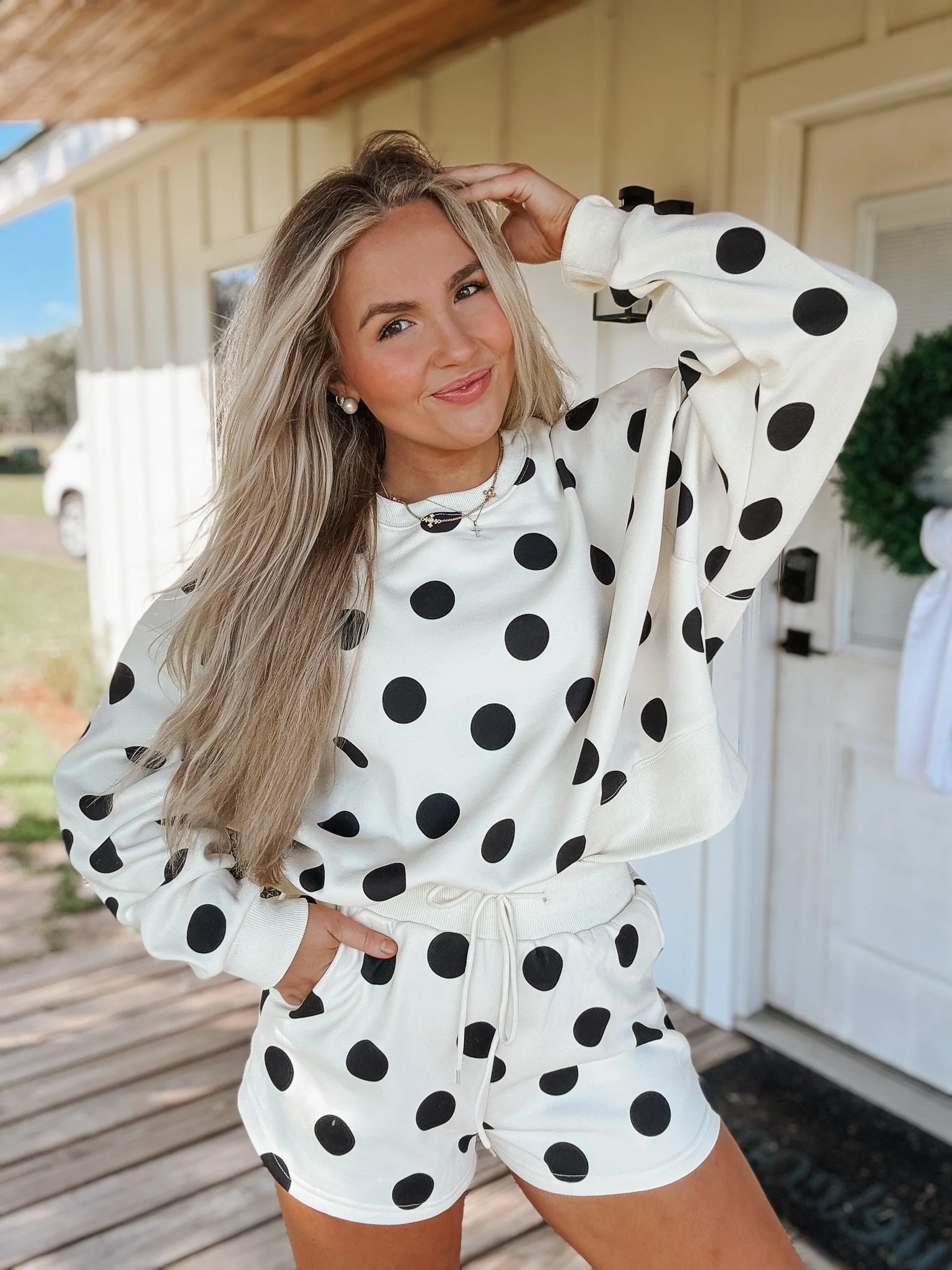 Polka Dot Cream Shorts - Image 6