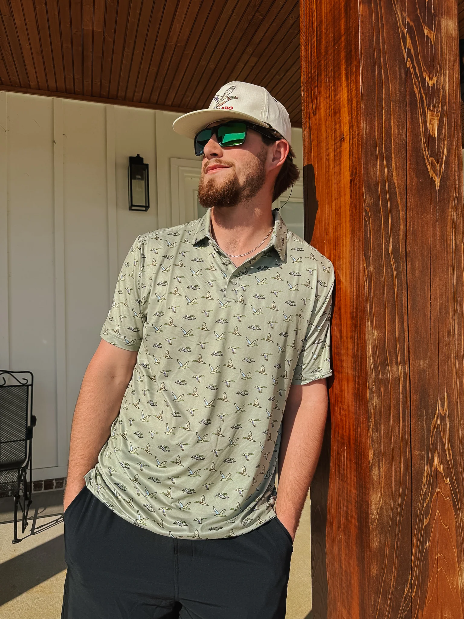 Men's Burlebo Performance Polo - Flying Ducks - Green