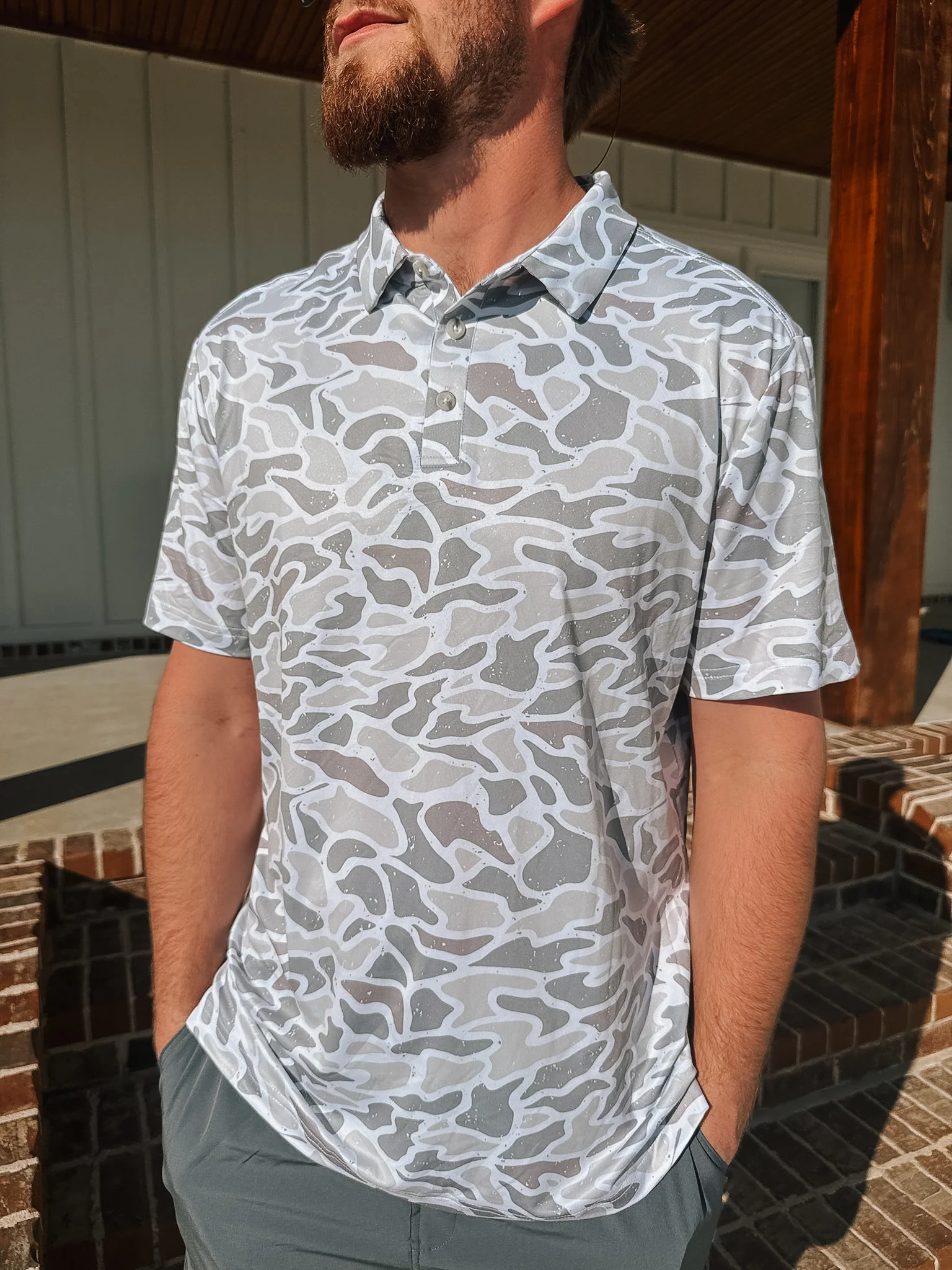 Men's Burlebo Performance Polo - White Camo - Image 2