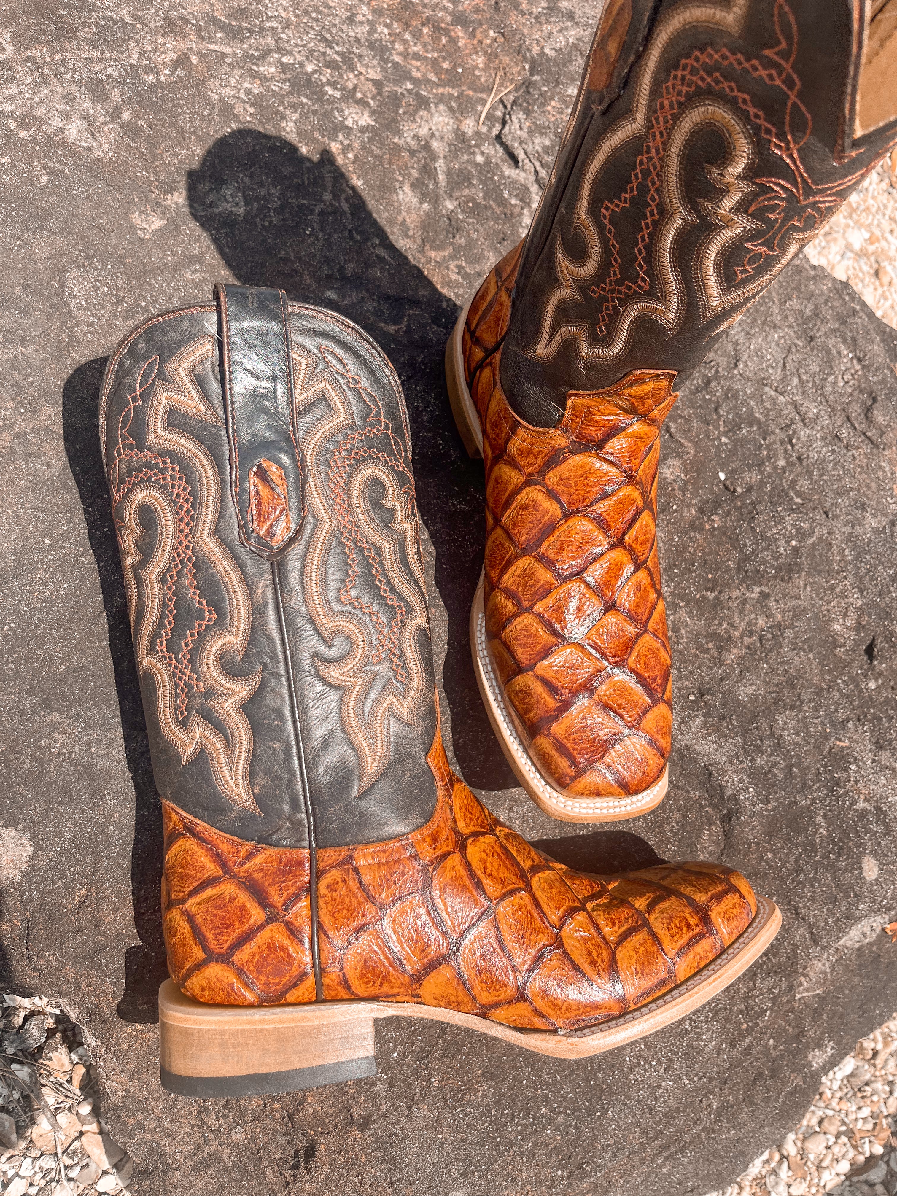 Men's Cowtown Cognac Fish Print Boot - Image 2