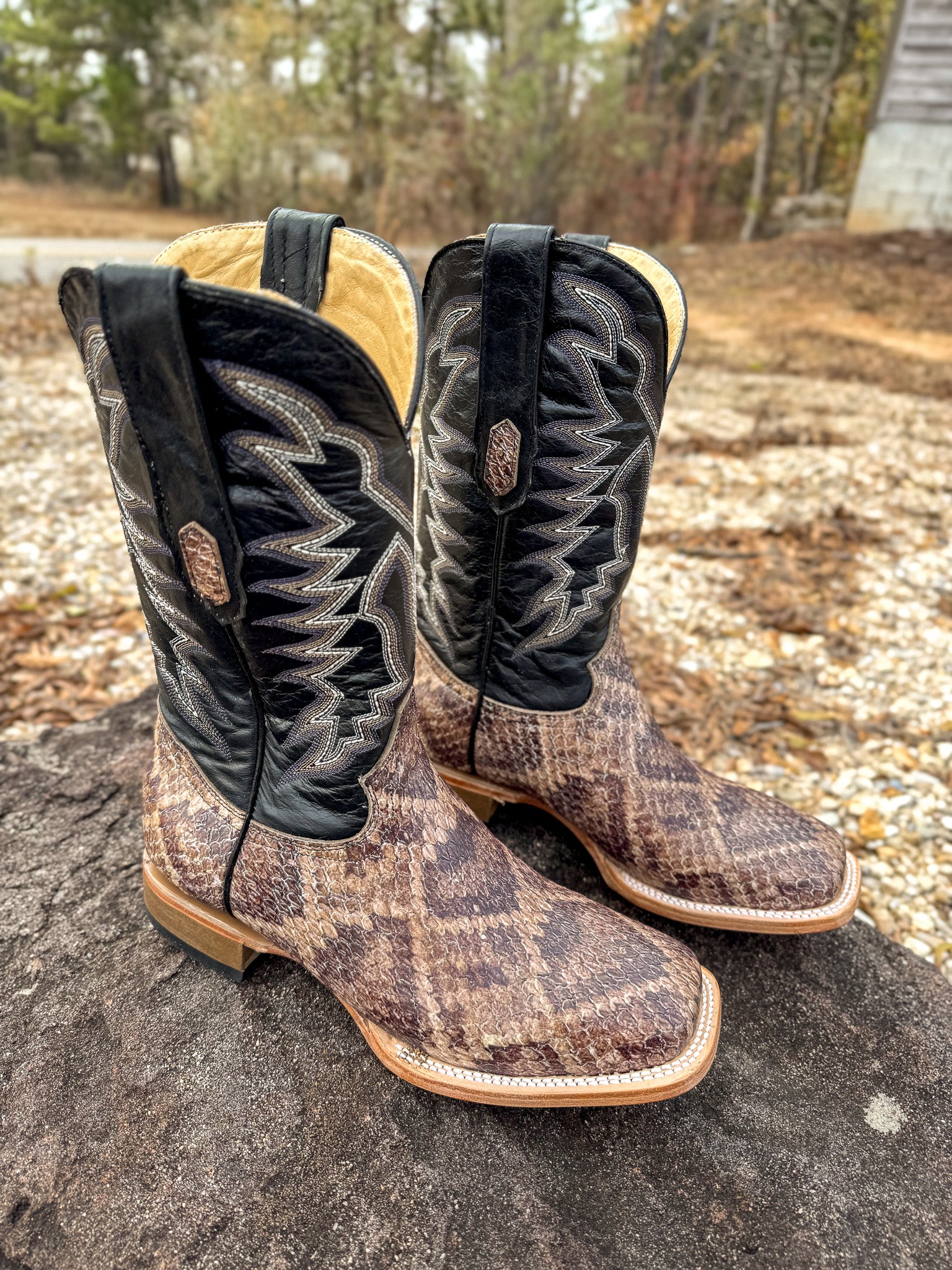 Cowtown Men's Wide Square Toe Rattlesnake Print Western Boots - Image 4