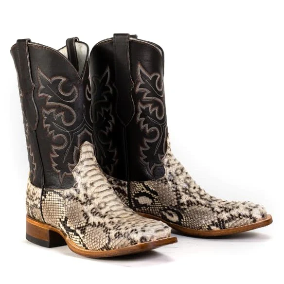 Men's Cowtown Natural Python Back Cut Square Toe Boots