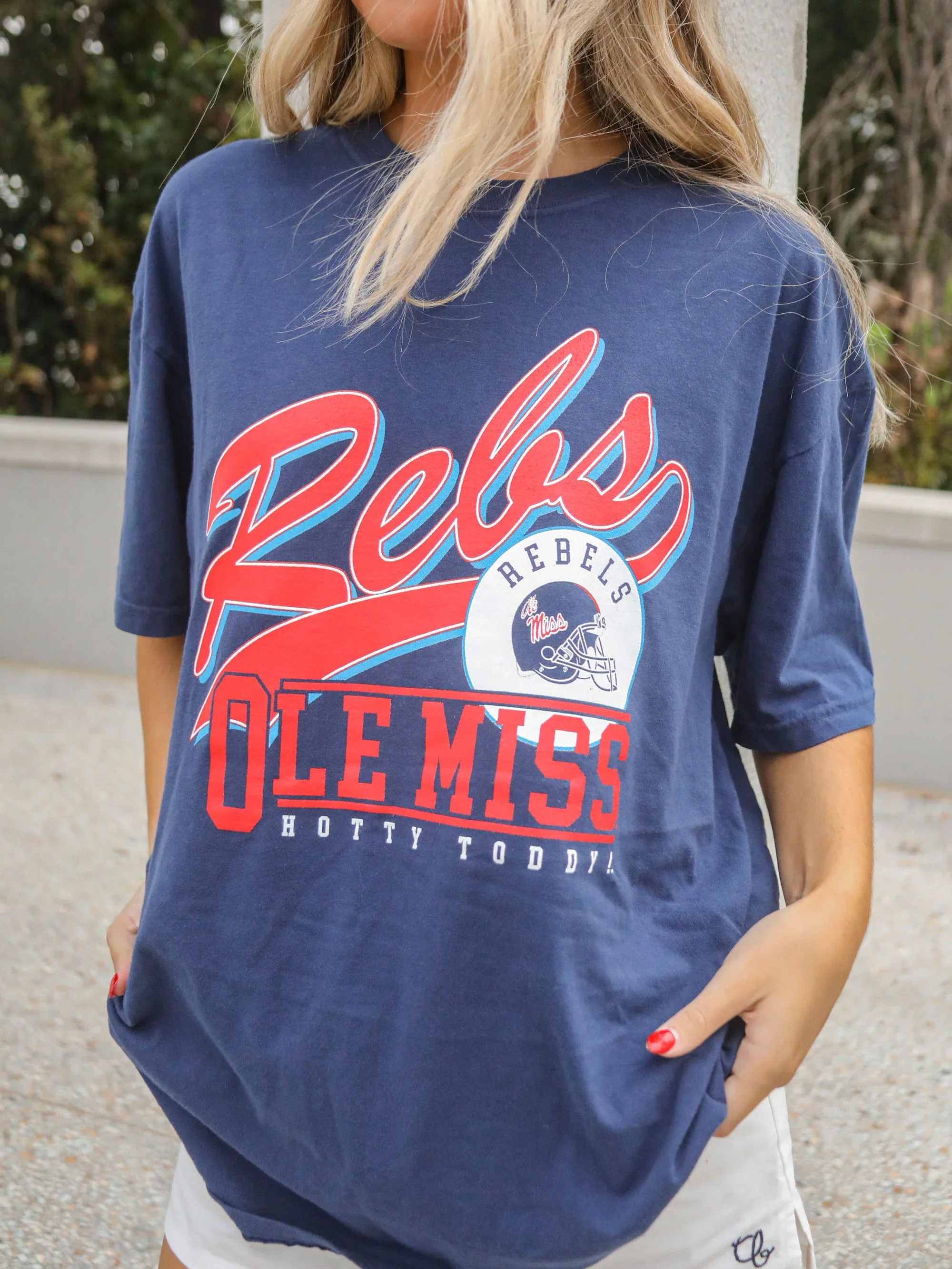 Rebs Script Tee in Navy - Image 2