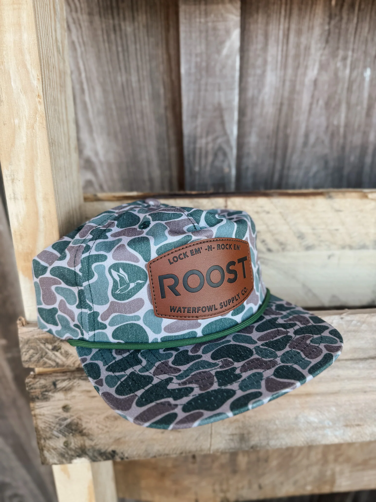 Roost Vintage Camo Leather Patch Cap - Image 2