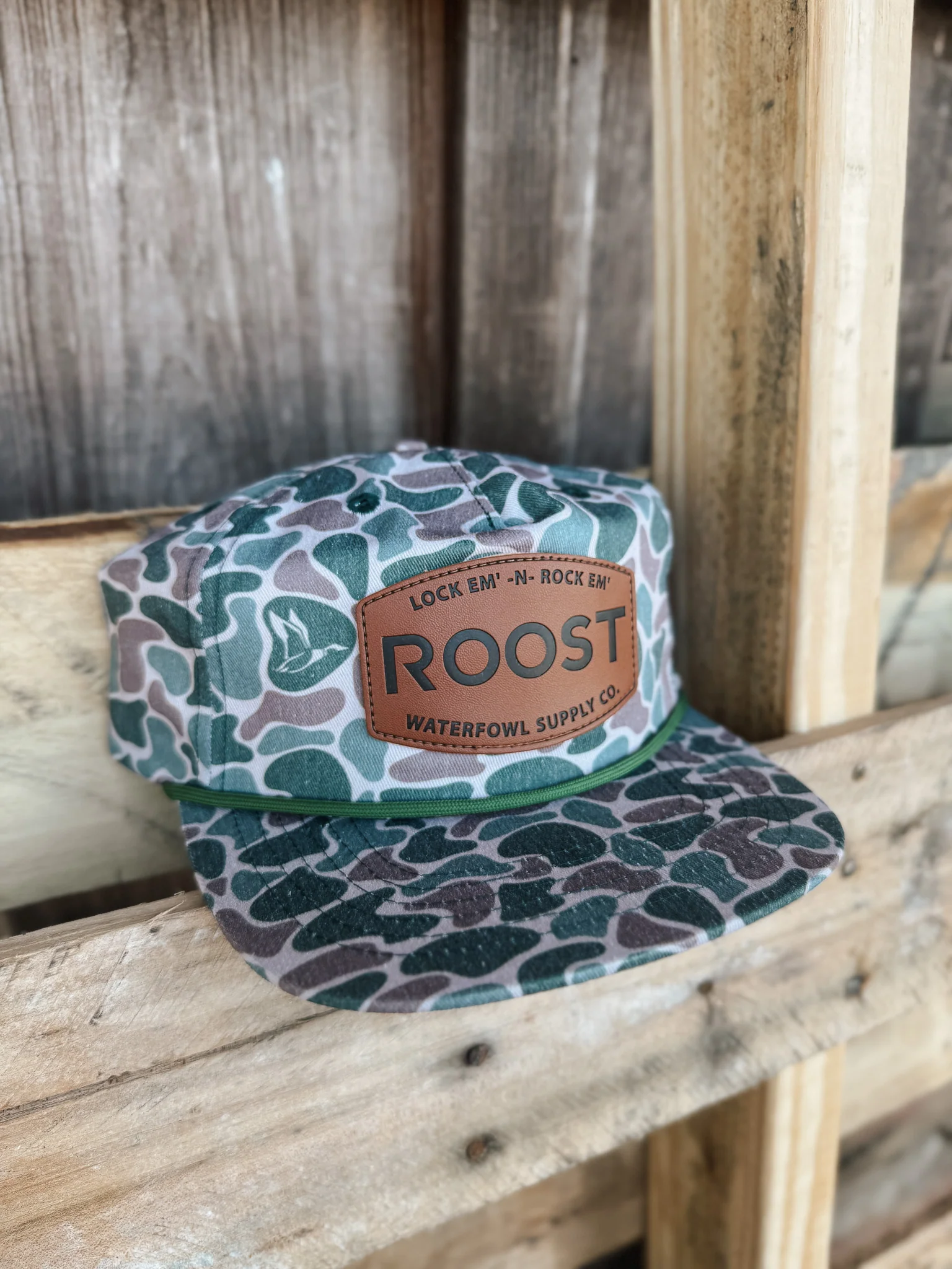 Roost Vintage Camo Leather Patch Cap - Image 3