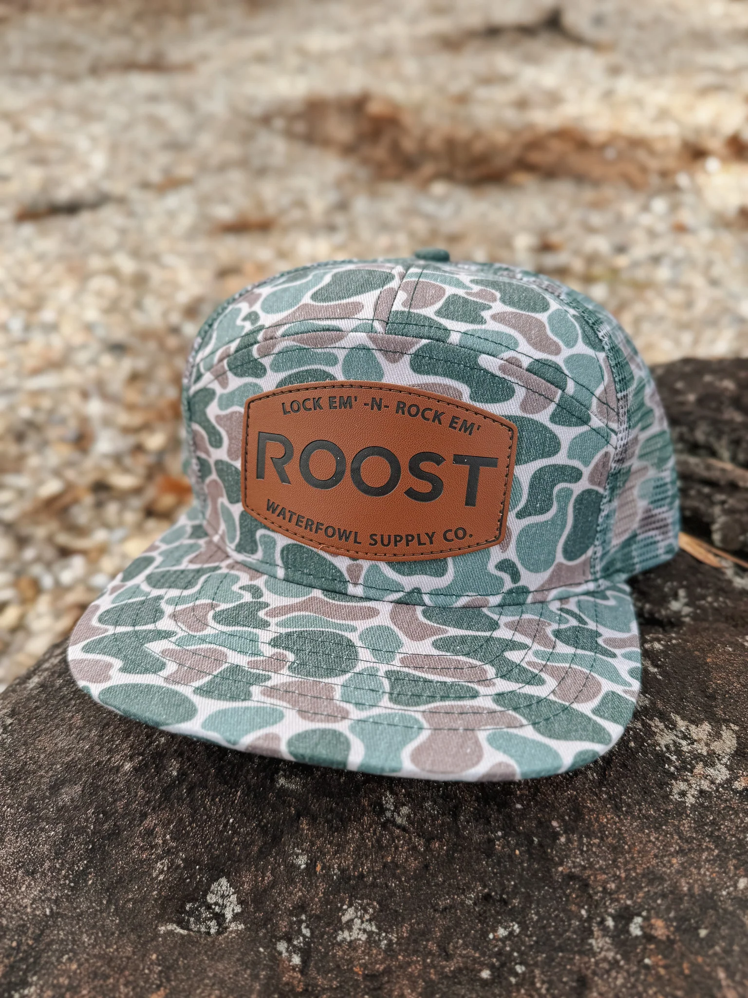 Roost 7 Panel Leather Camo Mesh Cap - Image 5