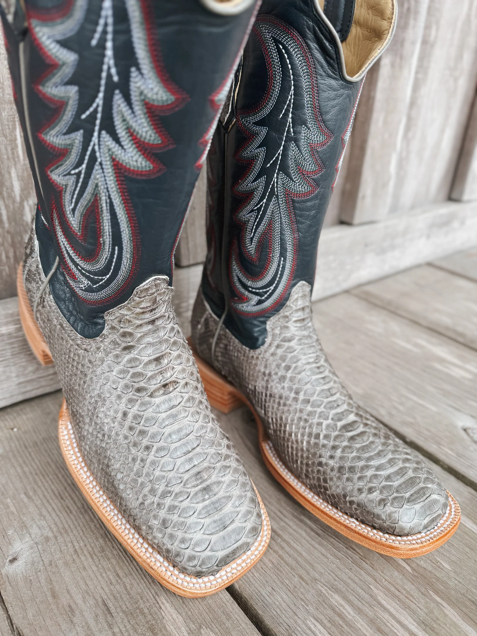 Men's Randy Watson Grey Sueded Back Cut Python Boots - Image 15