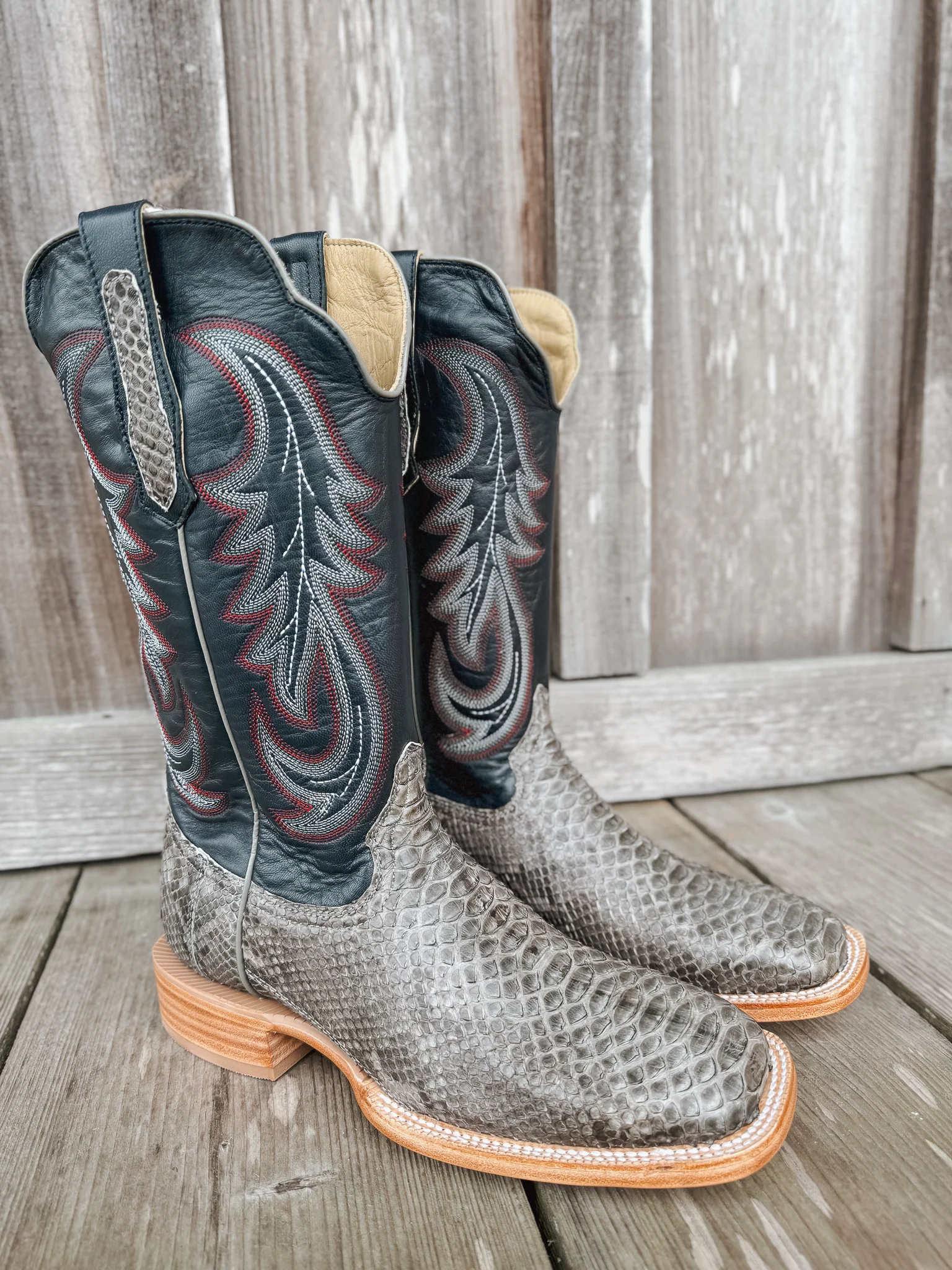 Men's Randy Watson Grey Sueded Back Cut Python Boots - Image 9