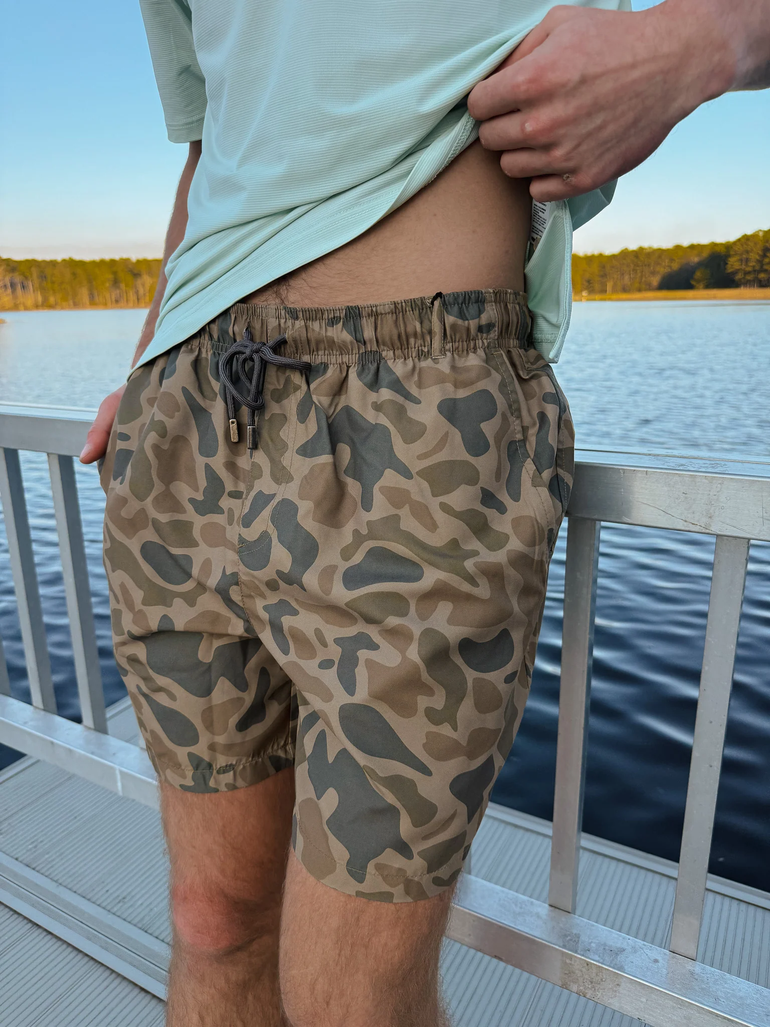 Men's Southern Marsh La Costa Lined Swim Trunk in Stone Brown Camo - Image 3