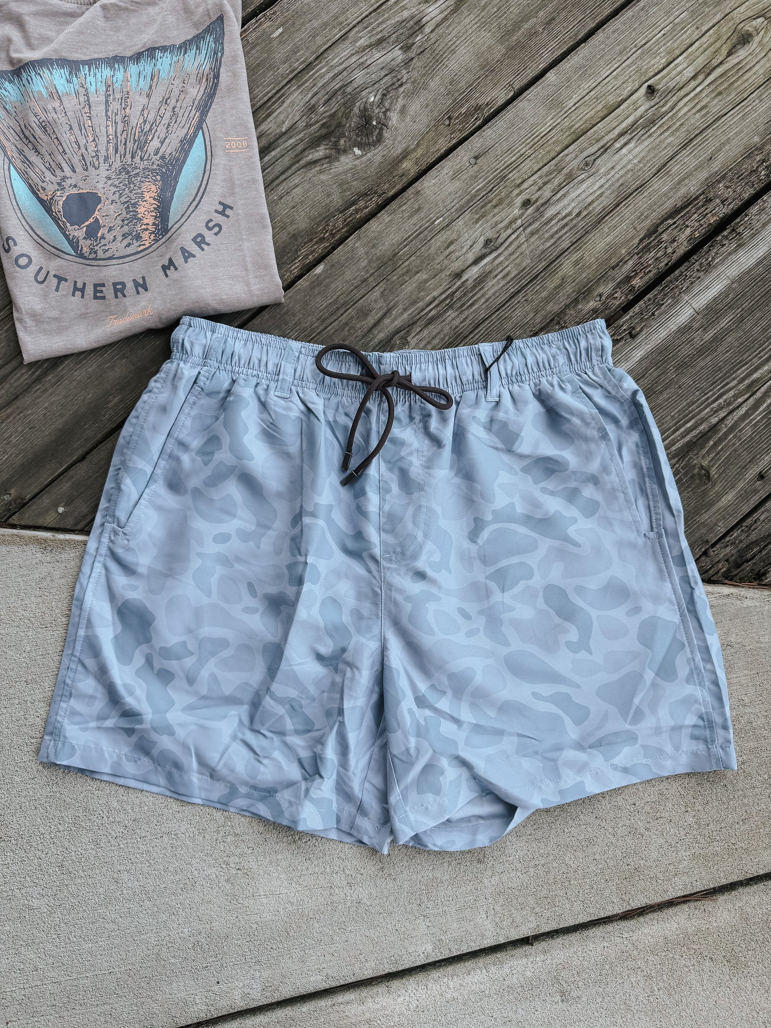 Men's Southern Marsh La Costa Lined Swim Trunk in Washed Slate Camo - Image 8
