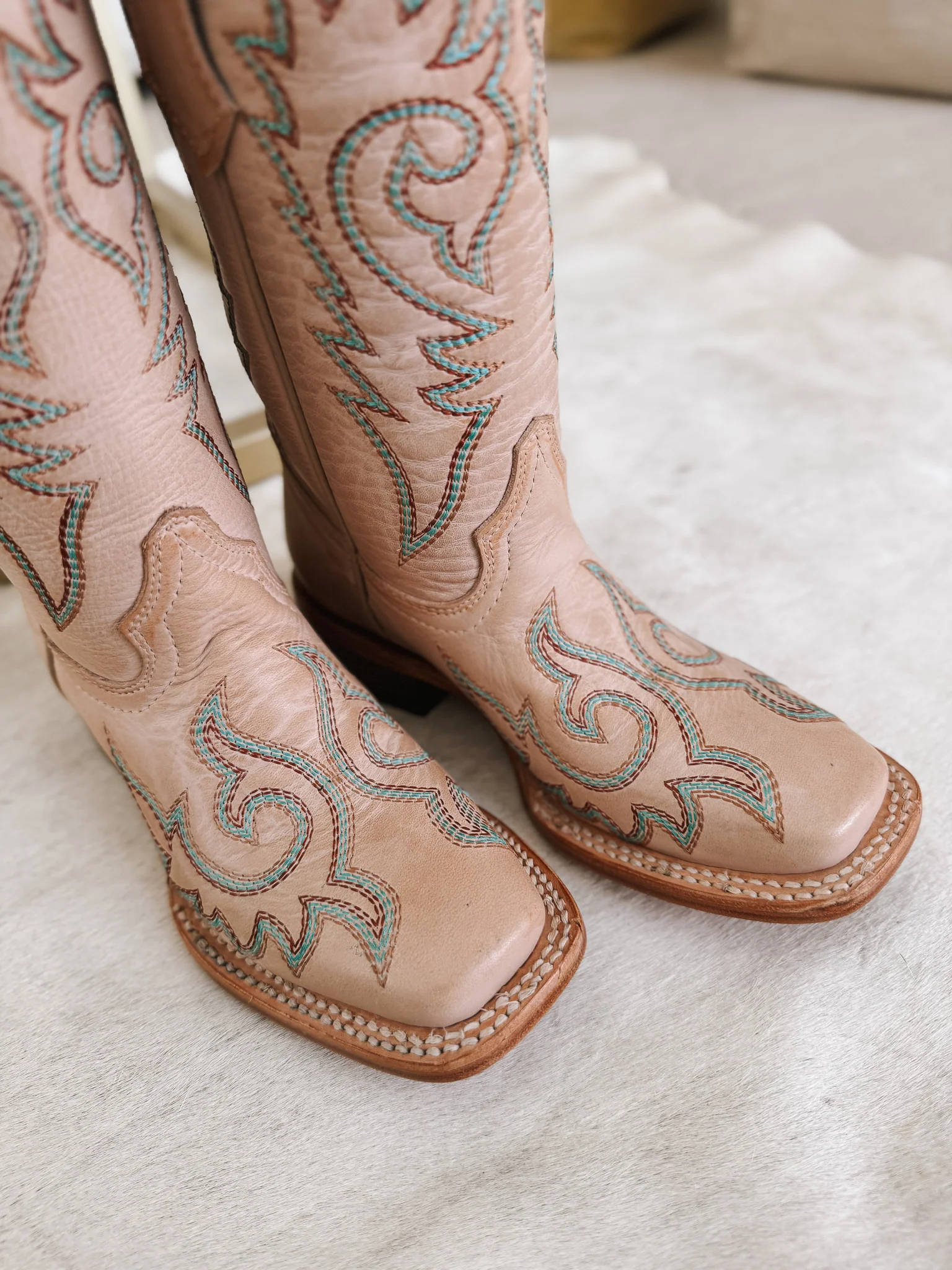 Youth Corral Flame Embroidered Bone White Boots - Image 7