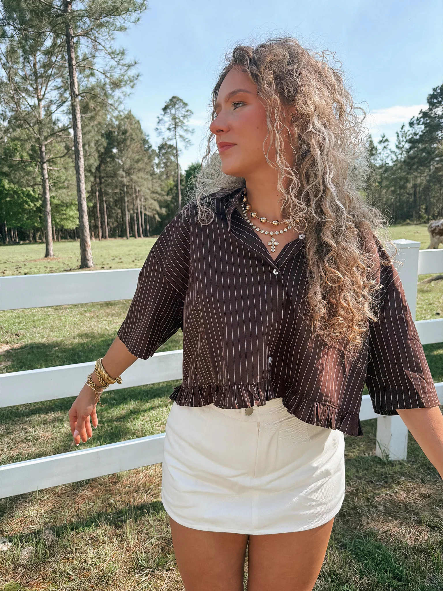 Just Call Me Later Denim Skirt in White - Image 9