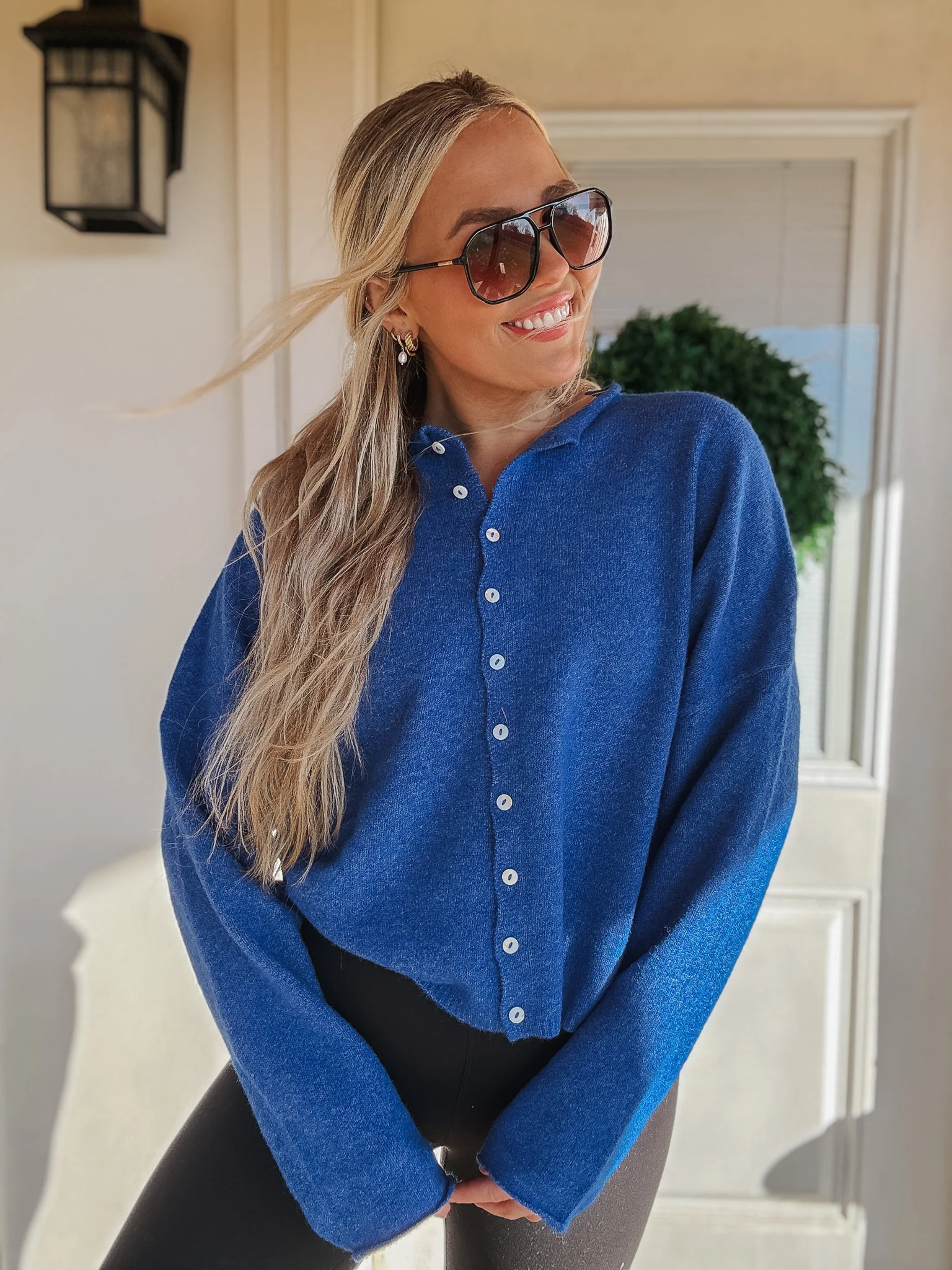 Piper Cardigan Sweater in Blue - Image 2