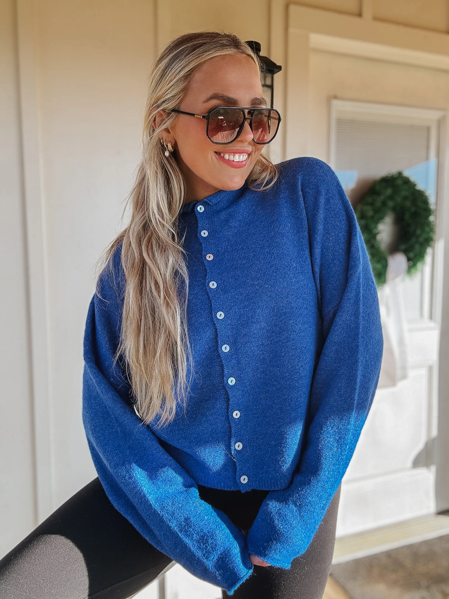 Piper Cardigan Sweater in Blue - Image 6
