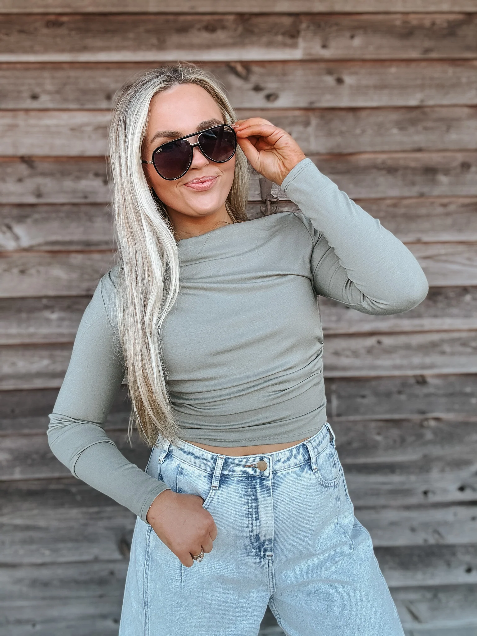 Uptown Charm Top in Sage - Image 8
