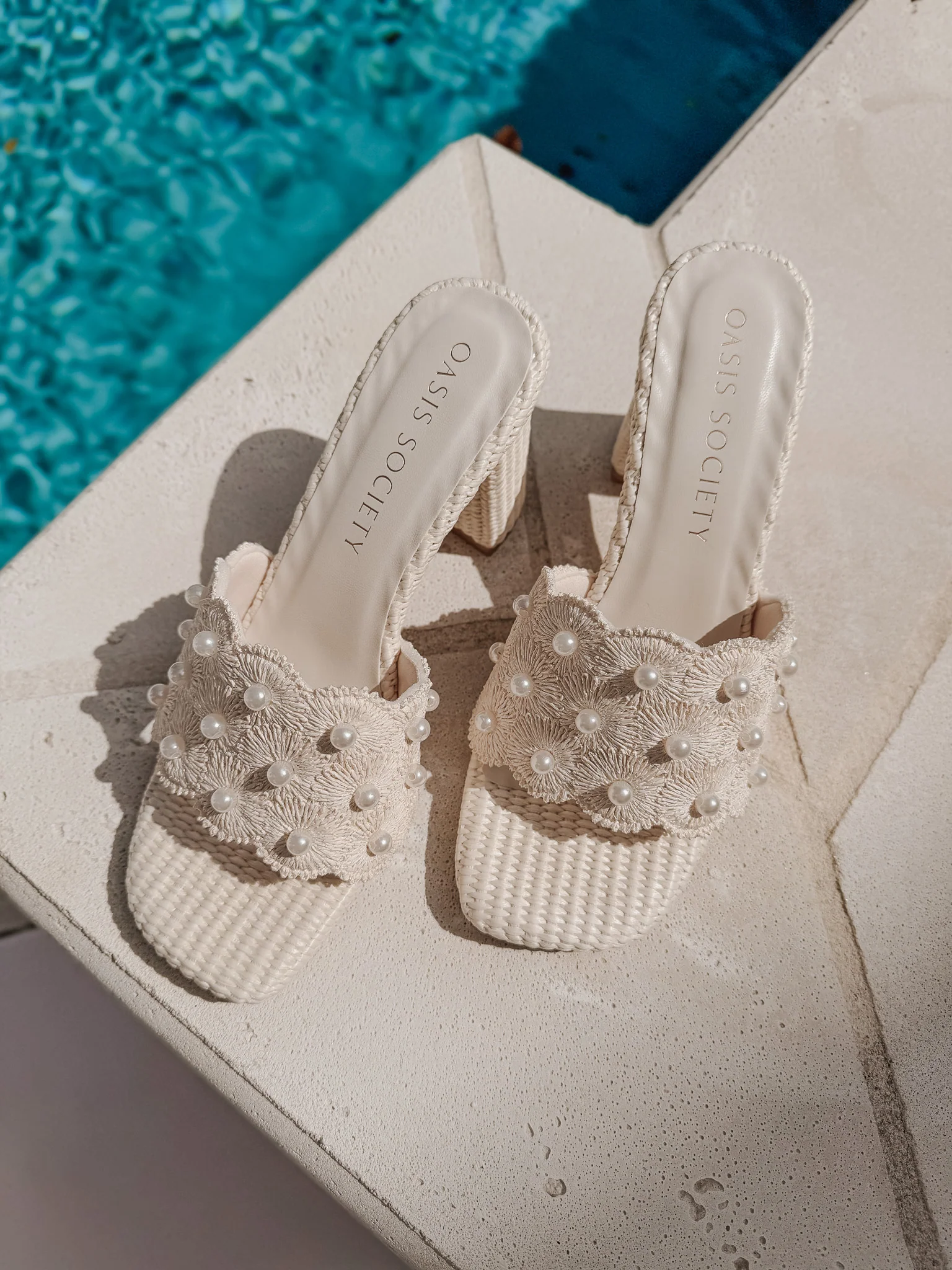 The Holland | Ivory Pearl Raffia Block Heel - Image 5