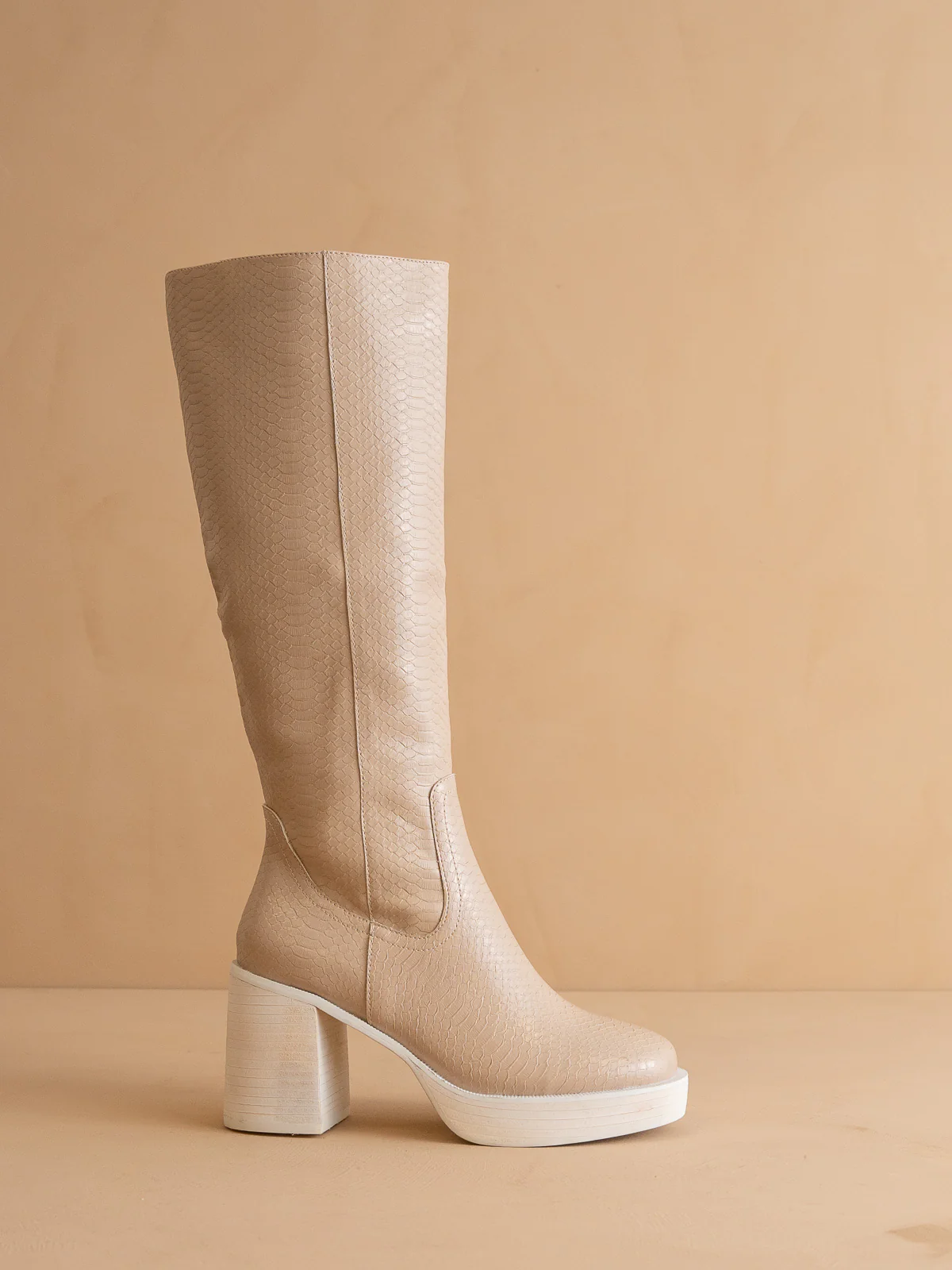 The Juniper | Beige Platform Knee-High Boots - Image 4