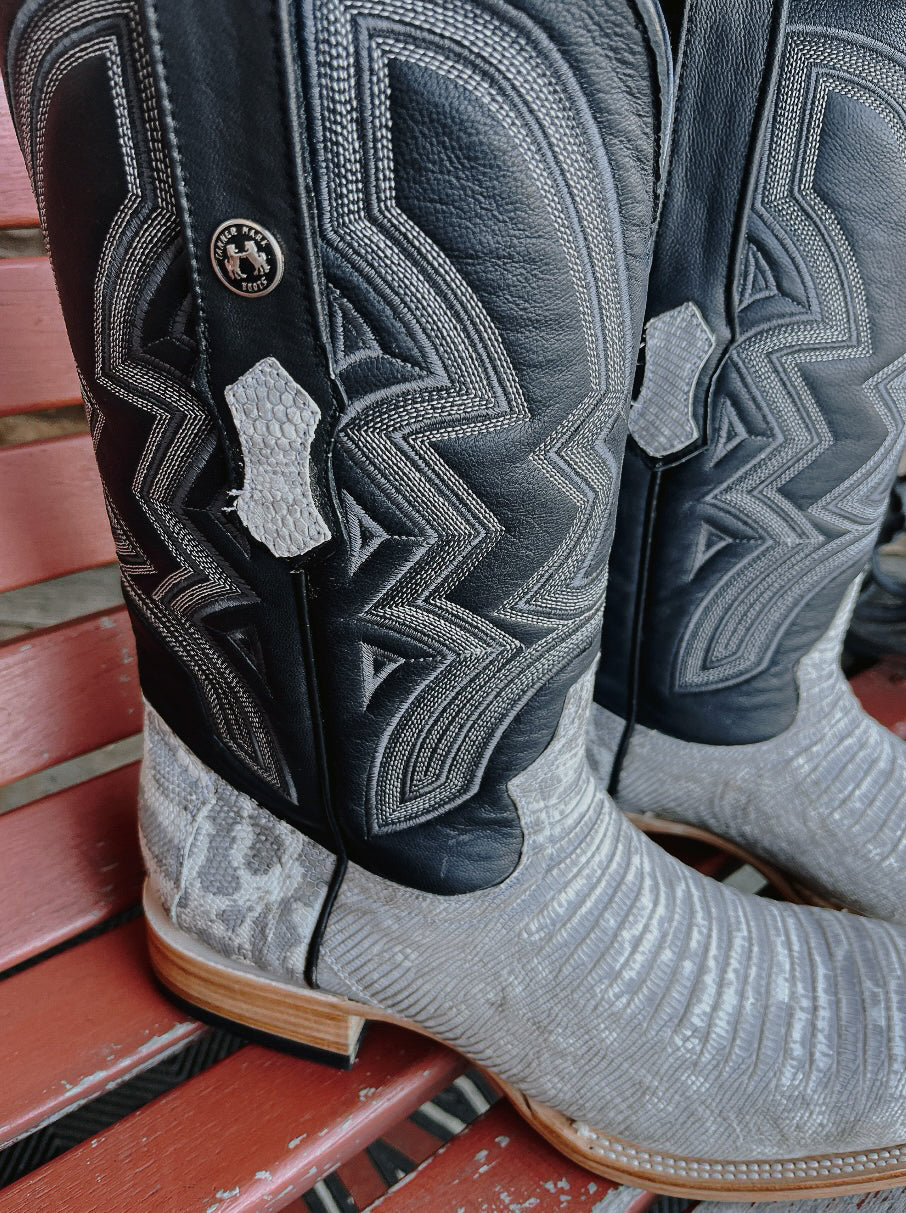 Men's Tanner Mark Teju Lizard Natural/Palermo Black Boots - Image 3