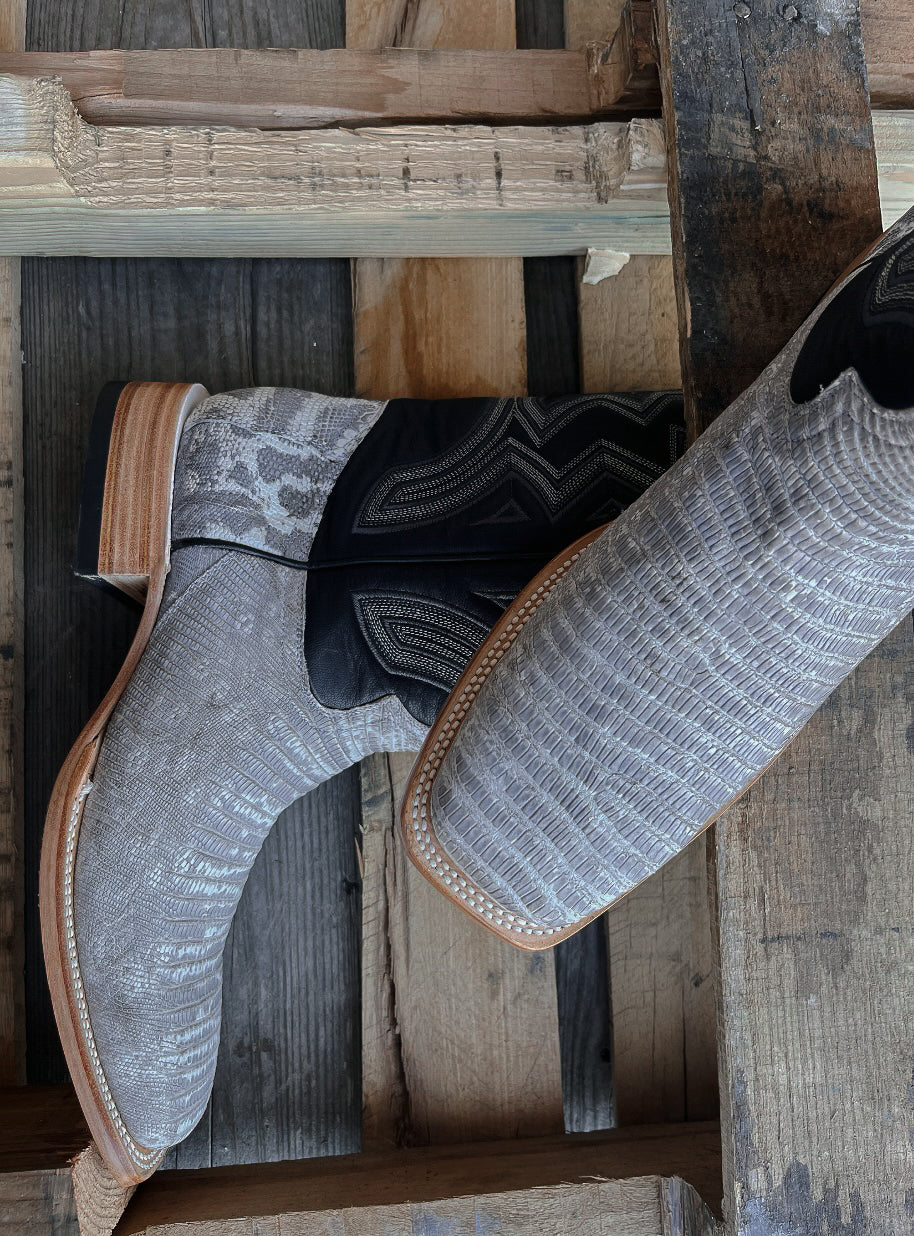 Men's Tanner Mark Teju Lizard Natural/Palermo Black Boots - Image 5