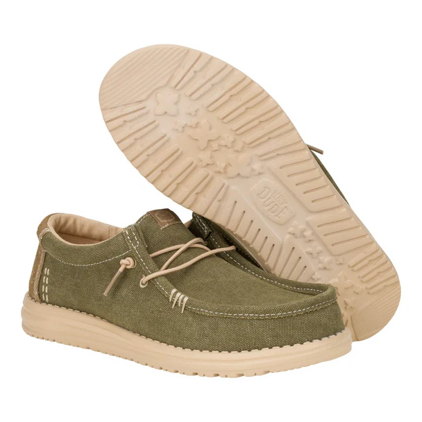 Men's Hey Dude Wally Workwear Dusky Green/Cream - Image 2
