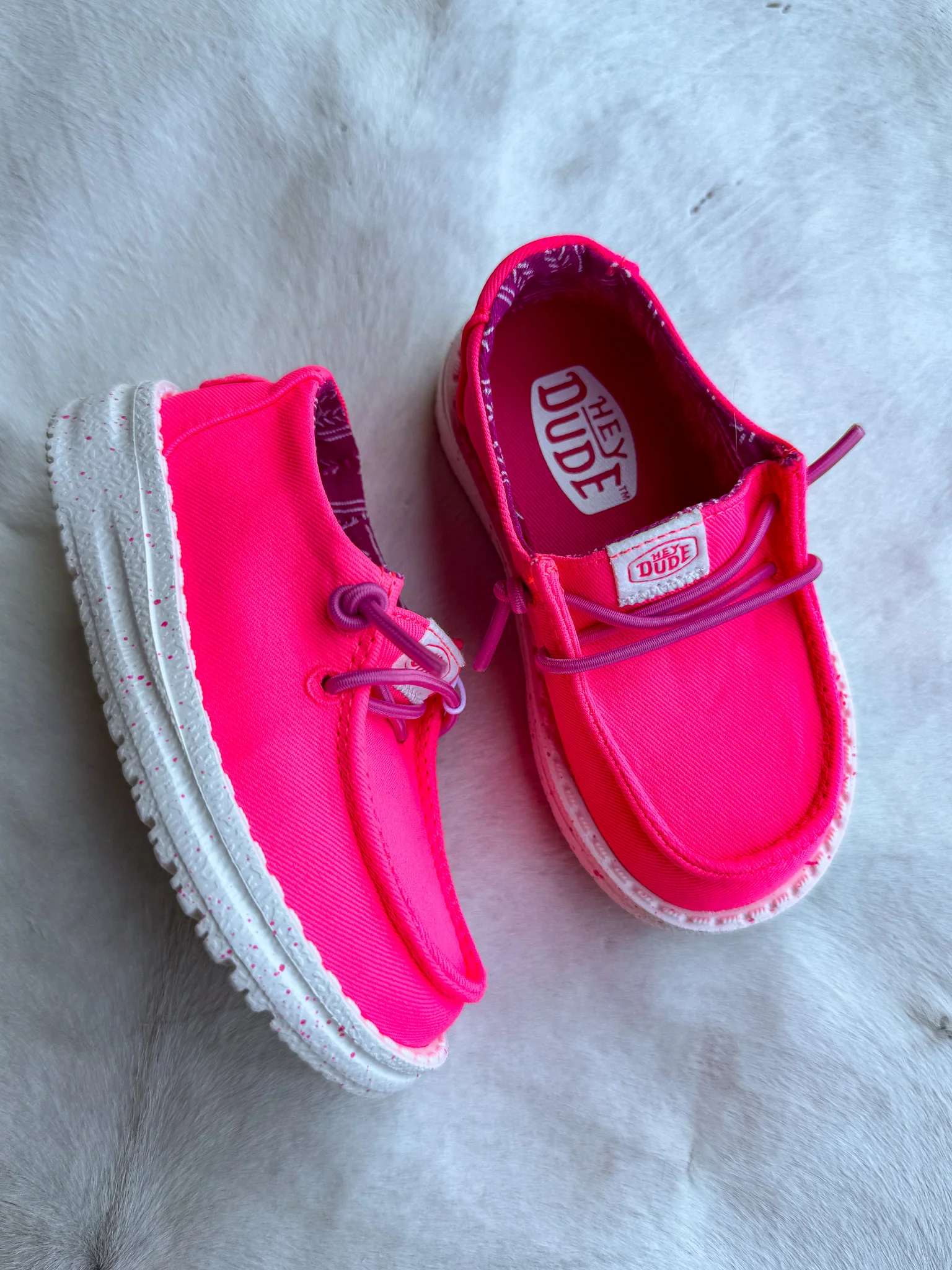 Hey Dude Wendy Youth Canvas Neon Pink