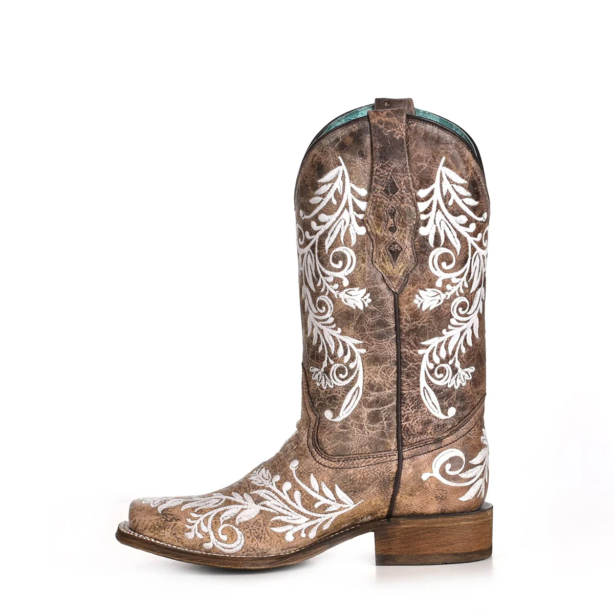 WOMEN'S CORRAL BROWN & WHITE EMBROIDERY BOOT - Image 6