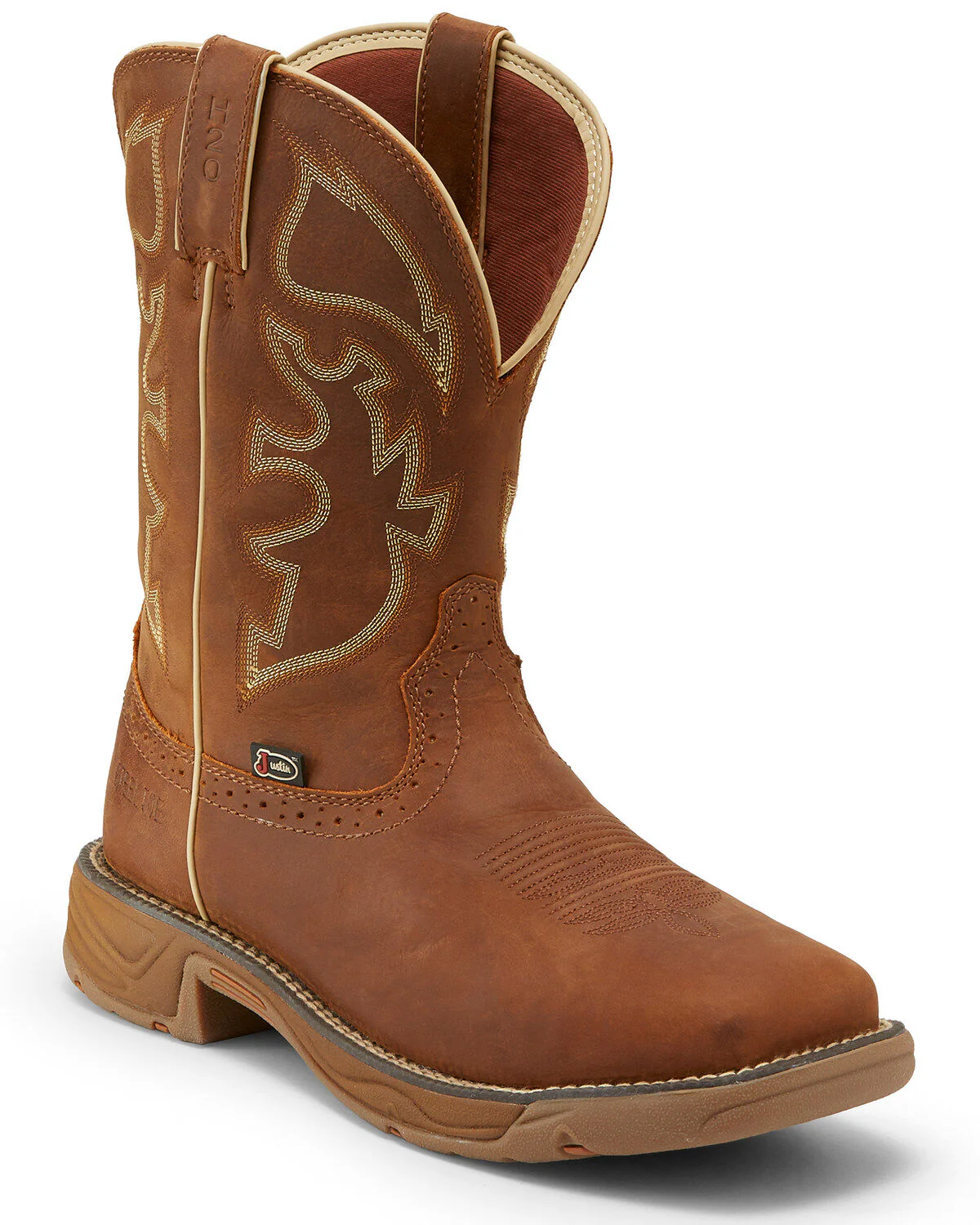 Men's Justin Stampede Rush Waterproof Square Steel Toe Work Boots - Image 5