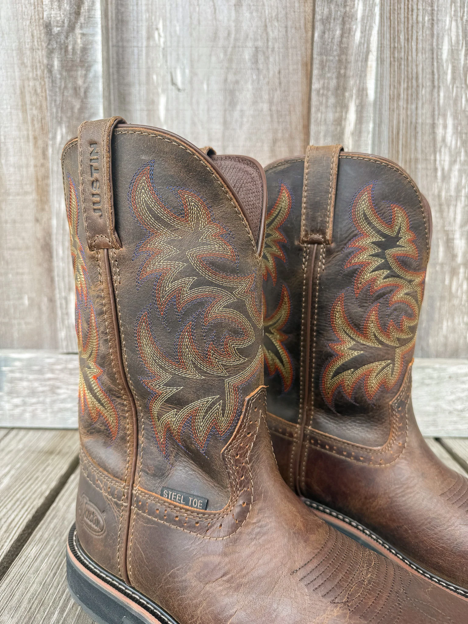 Men's Justin Driller Square Steel Toe Work Boots - Image 3