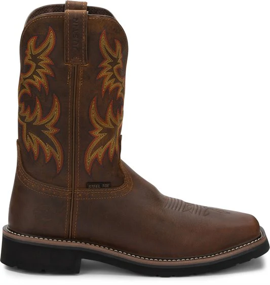 Men's Justin Driller Square Steel Toe Work Boots - Image 6
