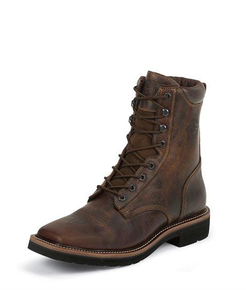 Men's Justin Pulley Lace Up Square Steel Toe Work Boots - Image 6