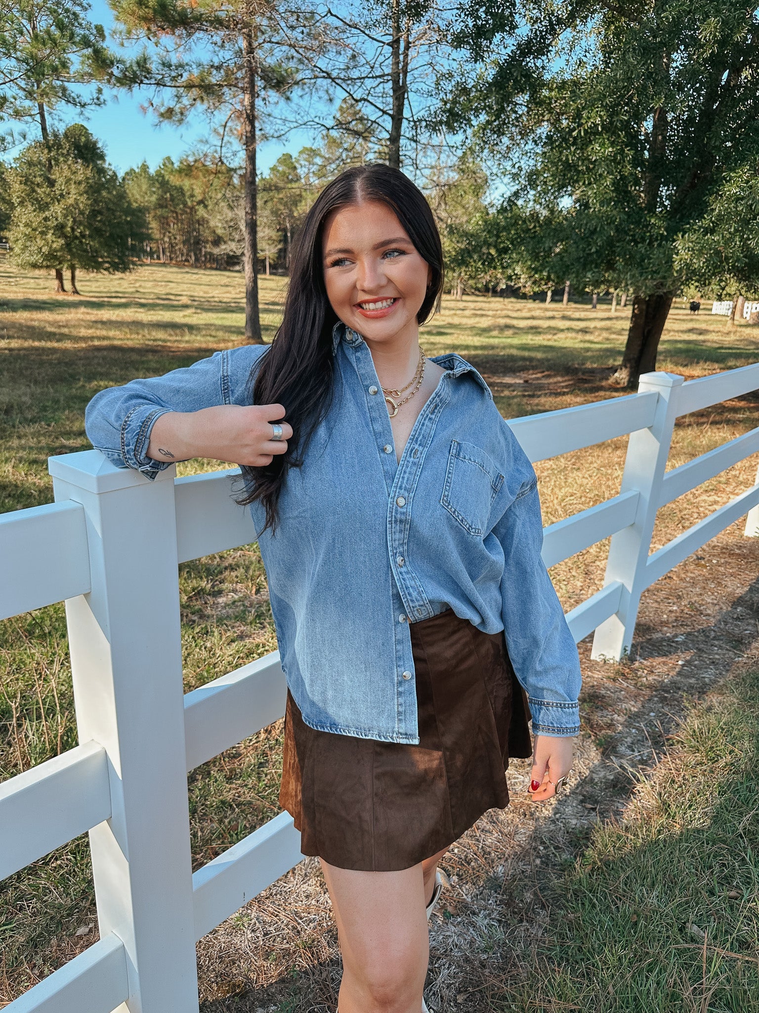 Evening Sunset Oversized Denim Shirt - Image 3