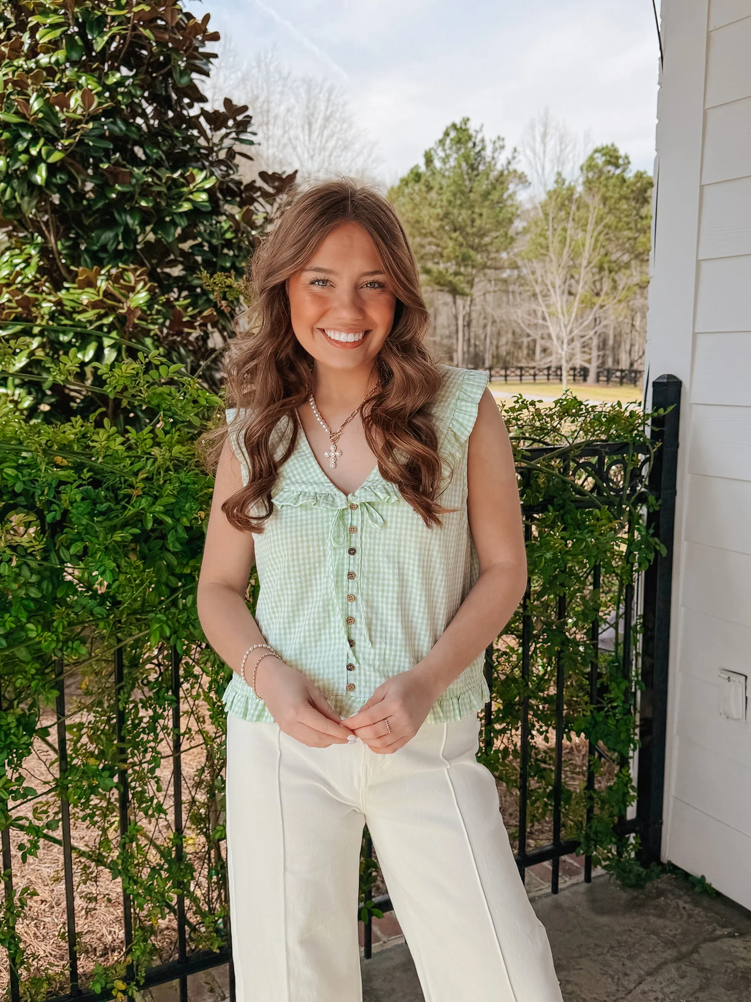 Happy Check Top in Mint